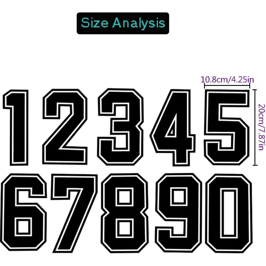 Calcomanías de Números de Hierro Mimeile 0-9 Vinilo Negro