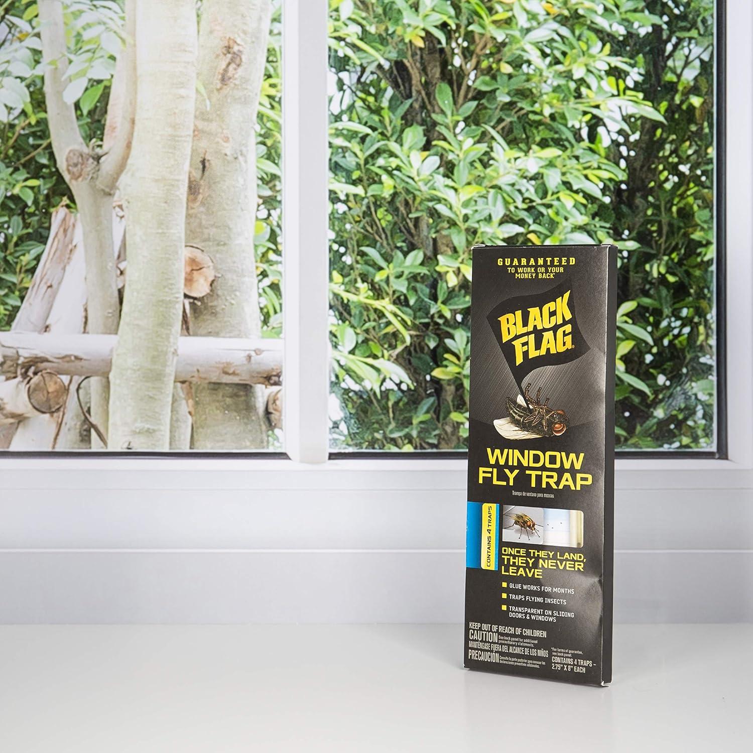 Trampa de Moscas Black Flag - 4 Unidades, Adhesiva Transparente