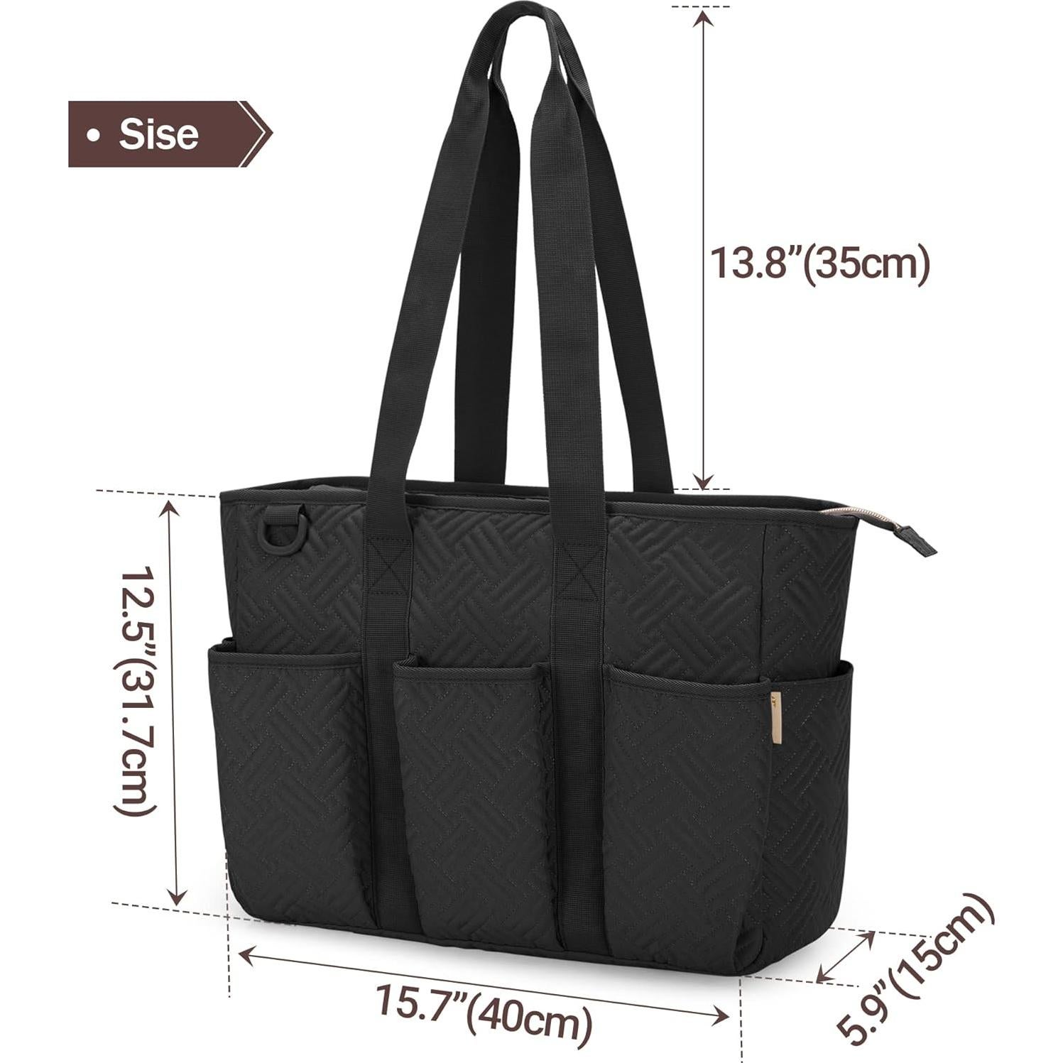 Bolsa Tote para Enfermeras Fasrom Negra - Gran Capacidad 39.88x14.99x31.75 cm