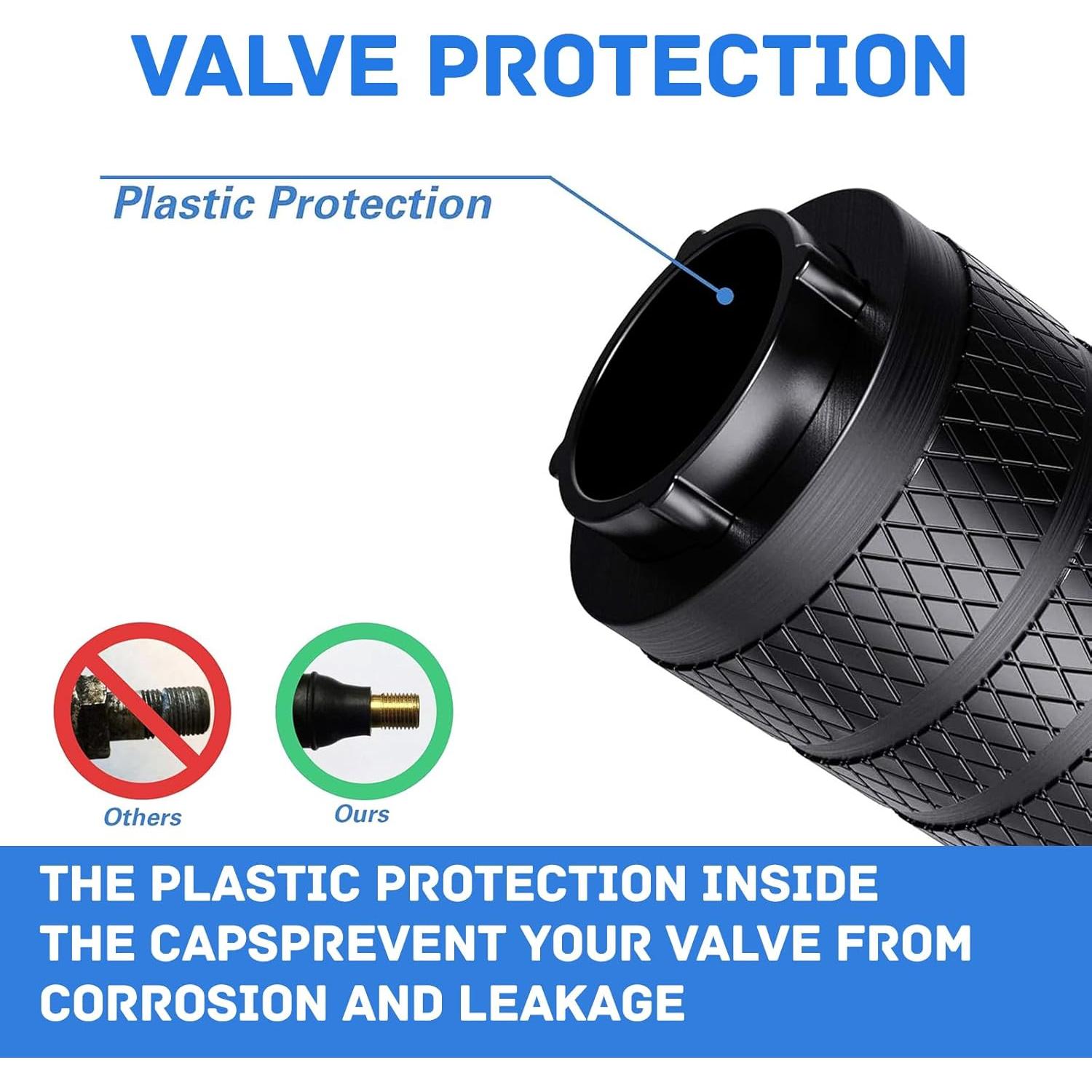 Tire Valve Stem Caps, Anodized Aluminum Tire Valve Cap Set, Universal Stem Covers for Cars Trucks Motorcycles SUVs and Bikes，4 pcs/Pack (Black)