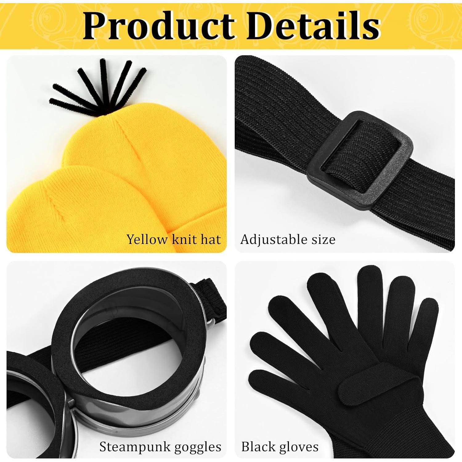 Conjunto de Disfraz de Halloween Adulto Unisex - Gafas, Gorro y Guantes