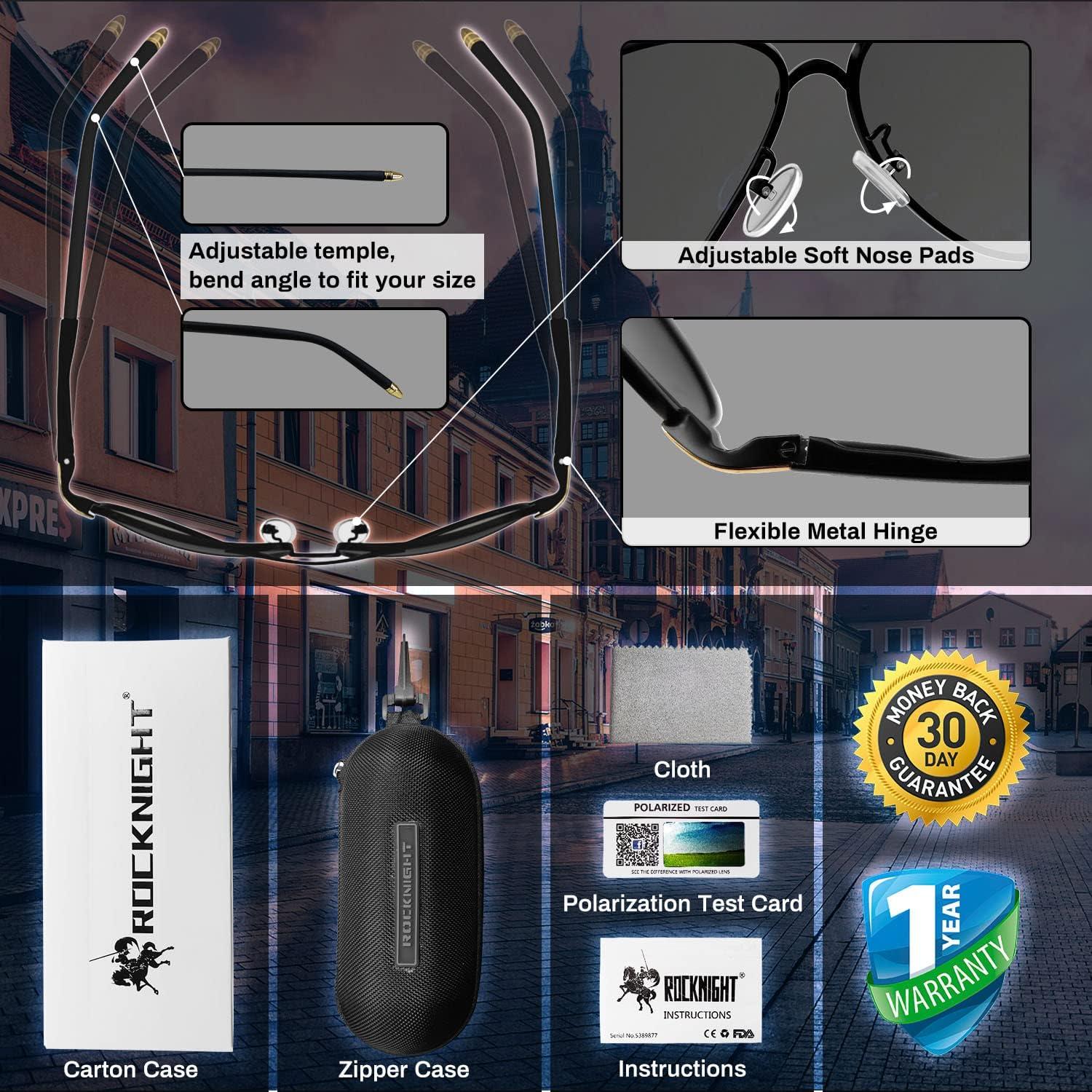 Gafas de sol aviador ROCKNIGHT UV400 polarizadas 58mm