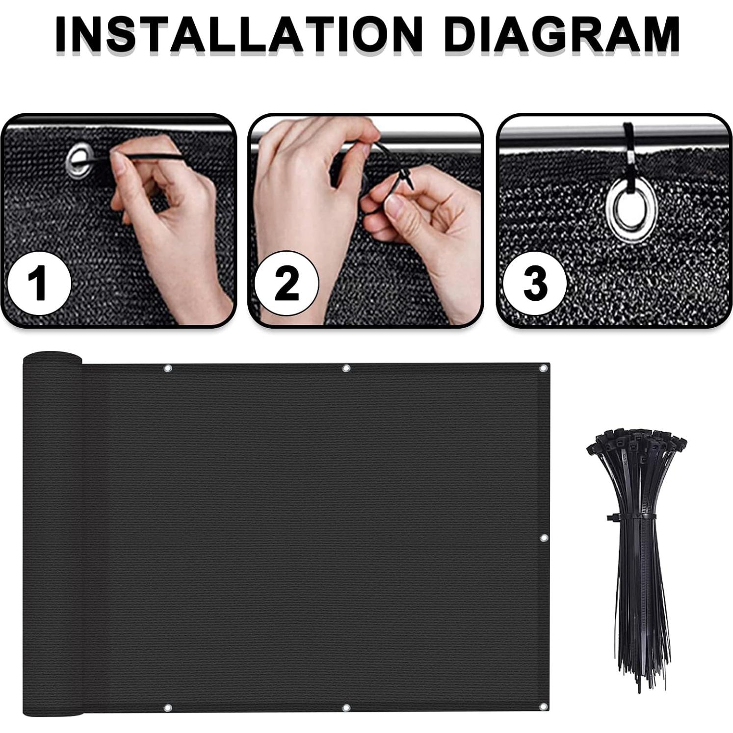 Pantalla de Privacidad 3m x 3m Historia de Amor Negra HDPE