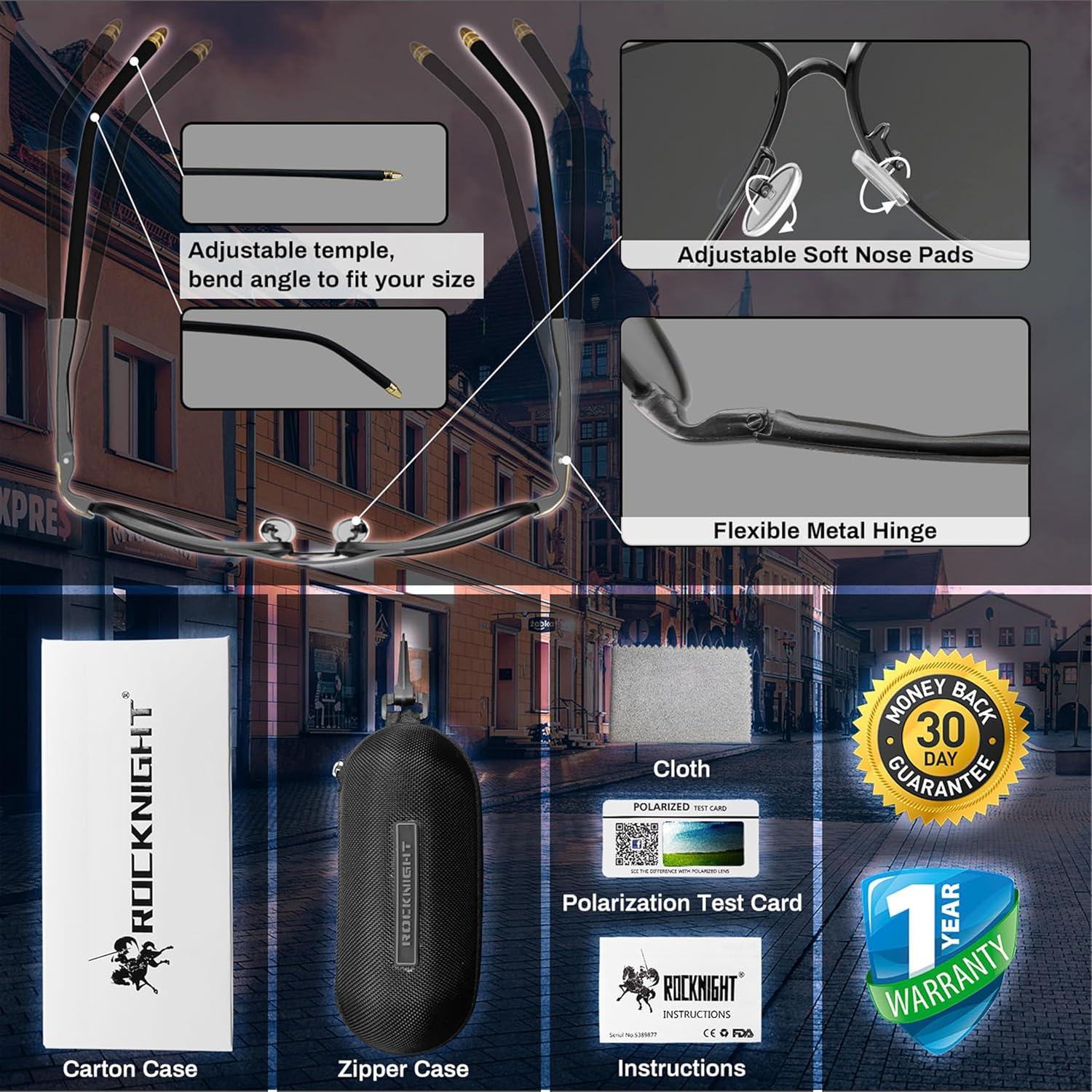 Gafas de sol aviador ROCKNIGHT UV400 polarizadas 58mm