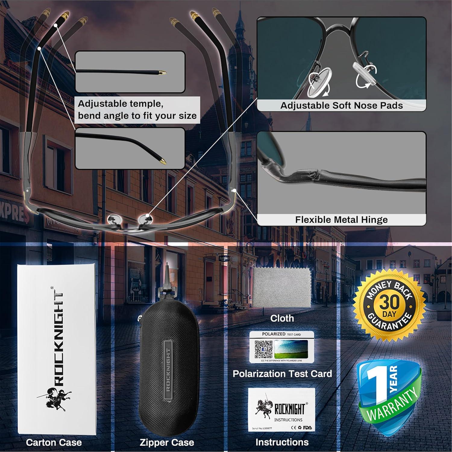 Gafas de sol aviador ROCKNIGHT UV400 polarizadas 58mm