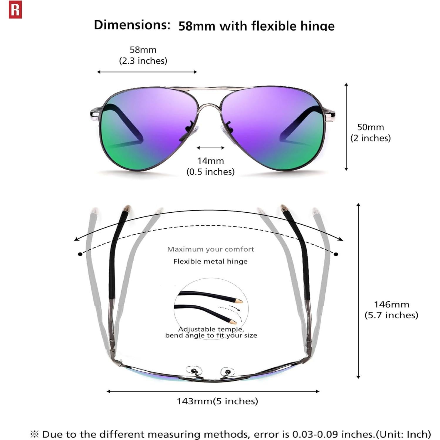 Gafas de sol aviador ROCKNIGHT UV400 polarizadas 58mm