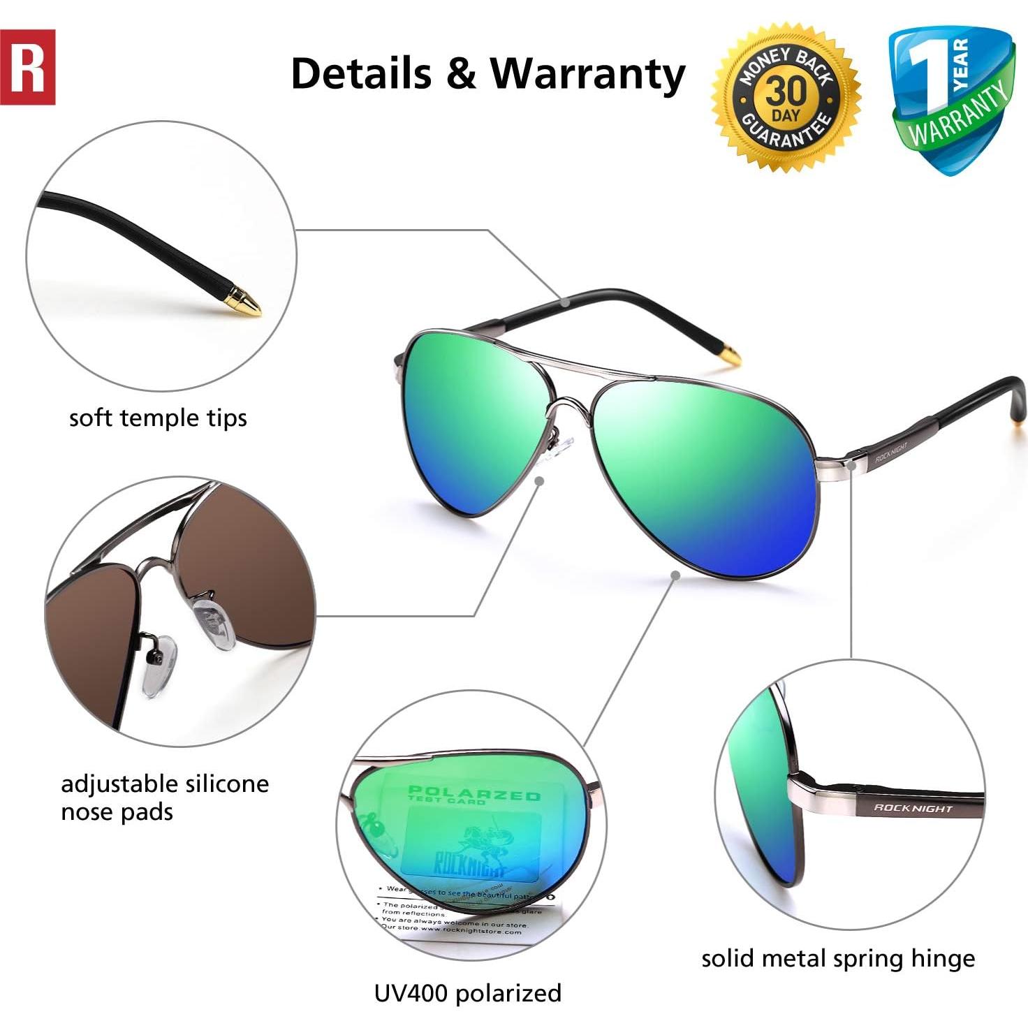 Gafas de sol aviador ROCKNIGHT UV400 polarizadas 58mm