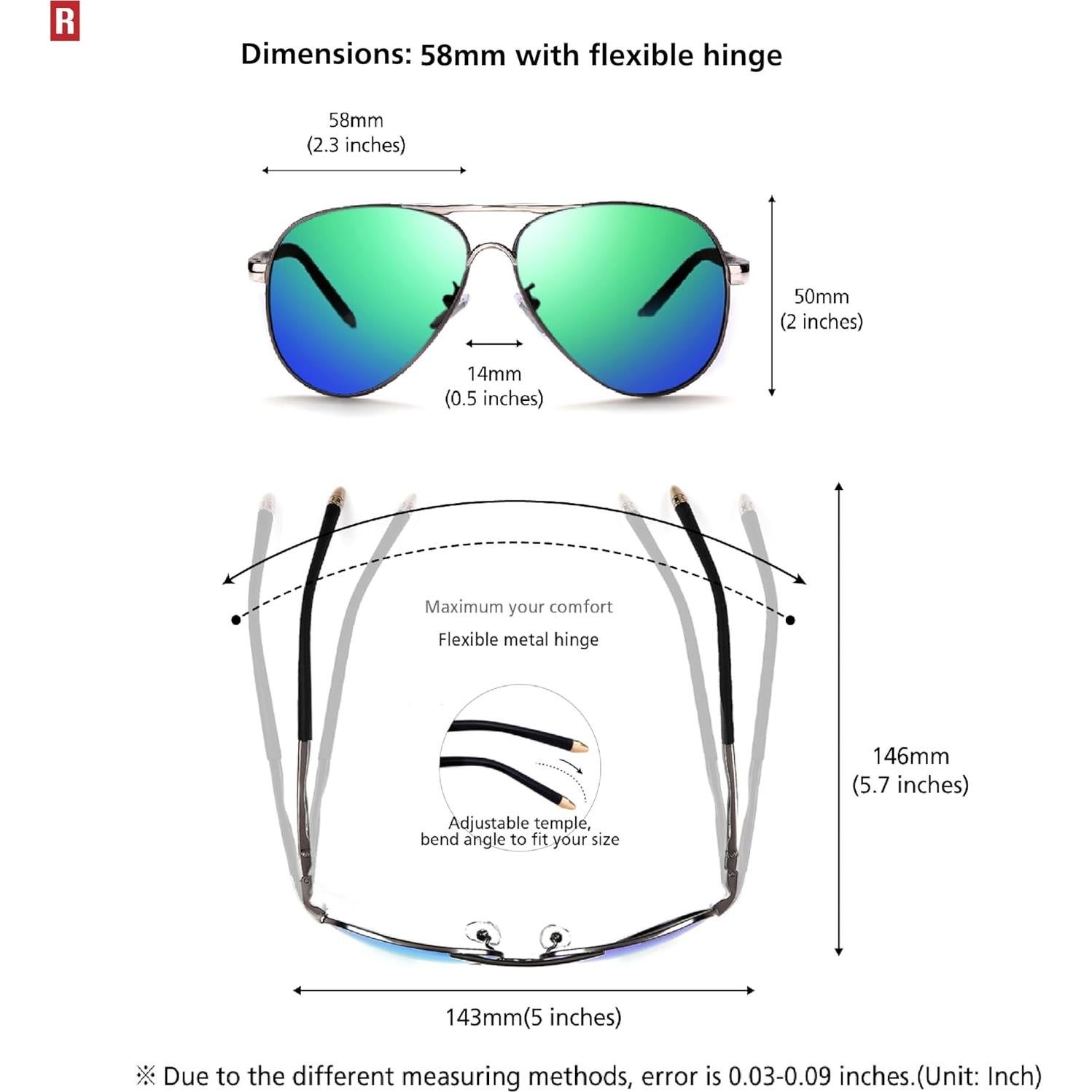 Gafas de sol aviador ROCKNIGHT UV400 polarizadas 58mm