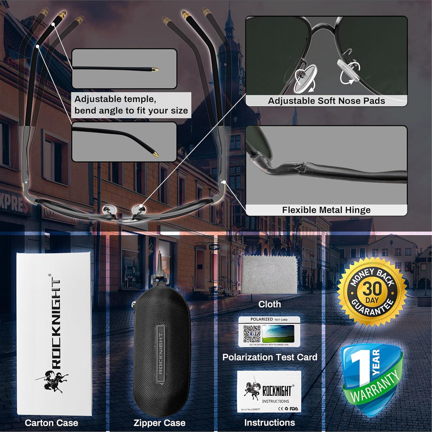 Gafas de sol aviador ROCKNIGHT UV400 polarizadas 58mm