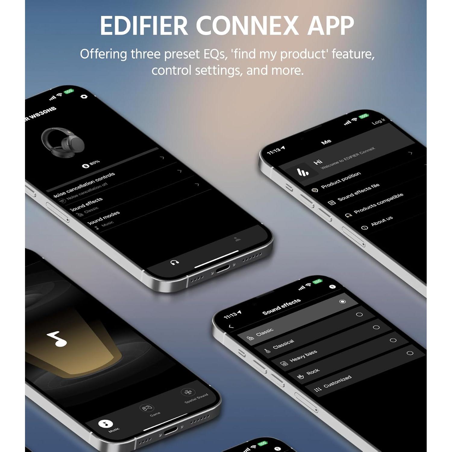 Edifier W830NB Auriculares Inalámbricos ANC 94H Bluetooth 5.4 - Negro