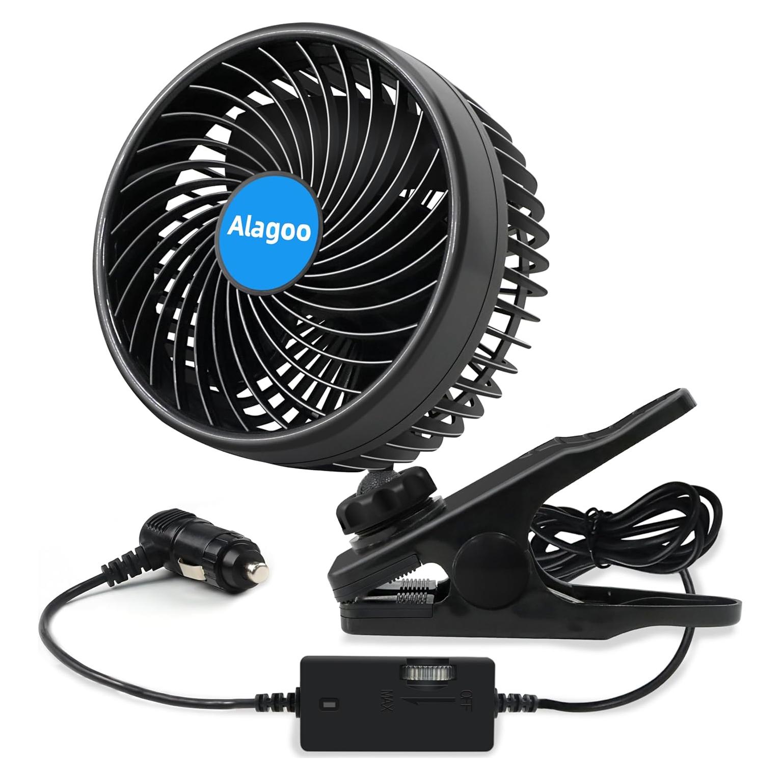 Ventilador de Coche 15 cm Alagoo 12V Portátil Clip Ajustable