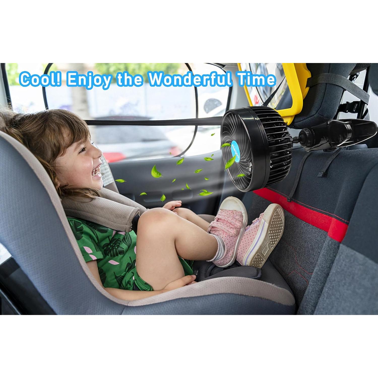 Ventilador de Coche 15 cm Alagoo 12V Portátil Clip Ajustable