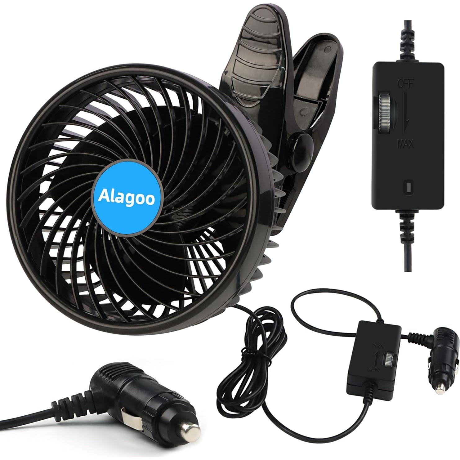 Ventilador de Coche 15 cm Alagoo 12V Portátil Clip Ajustable