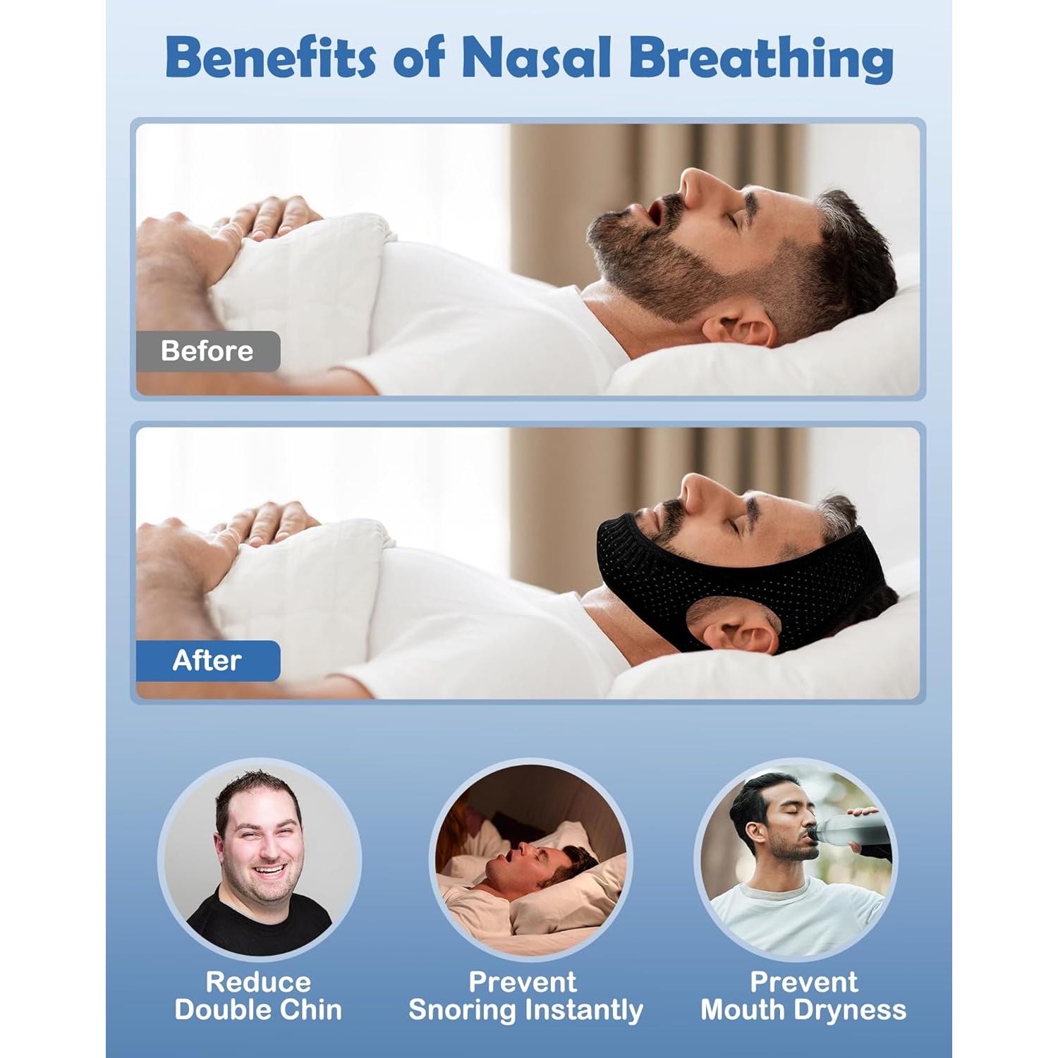 Correa de Barbilla Ajustable Yampahpa para Dormir - Antironquido