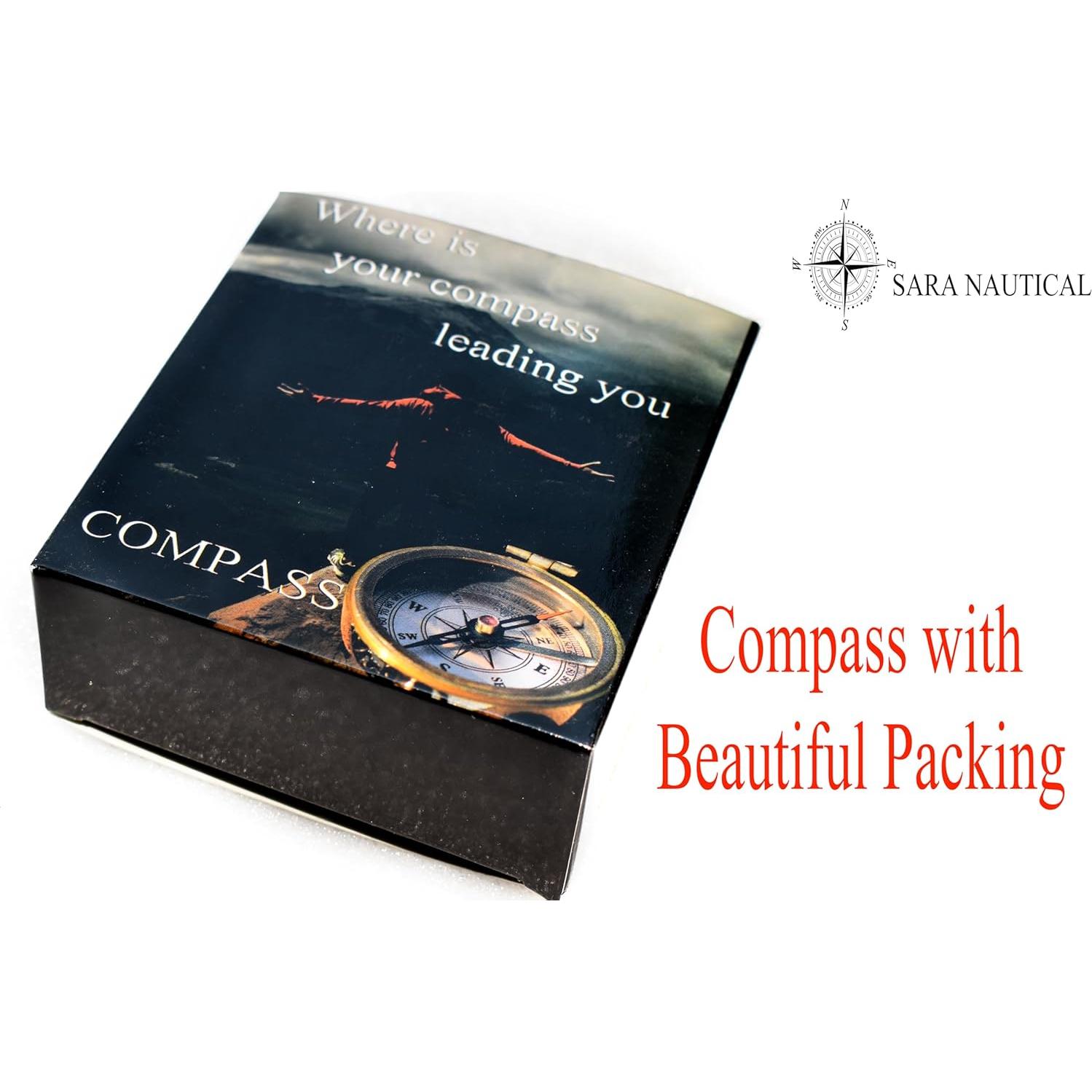 Brújula de Latón SARA NAUTICAL con Caja de Madera 6.35cm