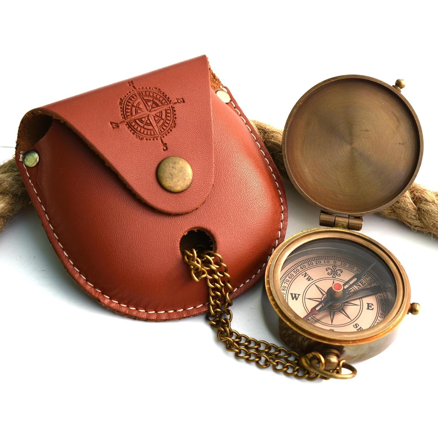 Brújula de Latón SARA NAUTICAL con Caja de Madera 6.35cm
