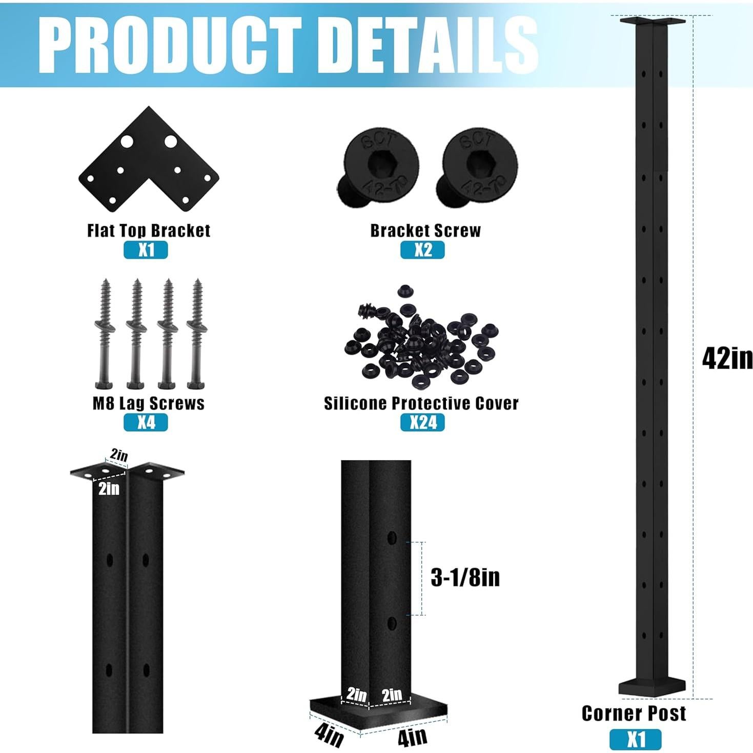 Poste de esquina para cable KIT 42" (106.68 cm) - 1 pieza