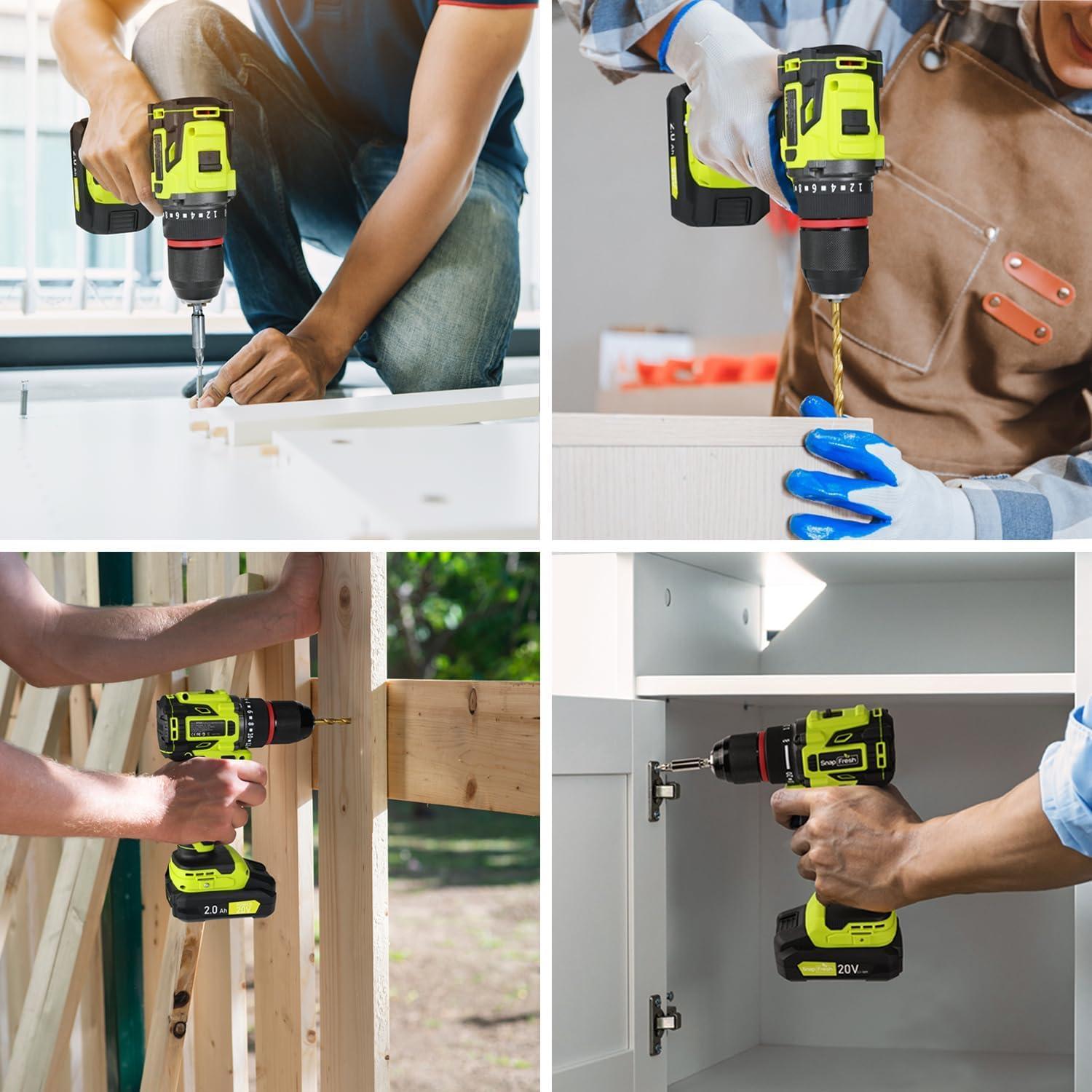 Taladro Inalámbrico SnapFresh 20V 1/2" 2 Velocidades 21+1 Par