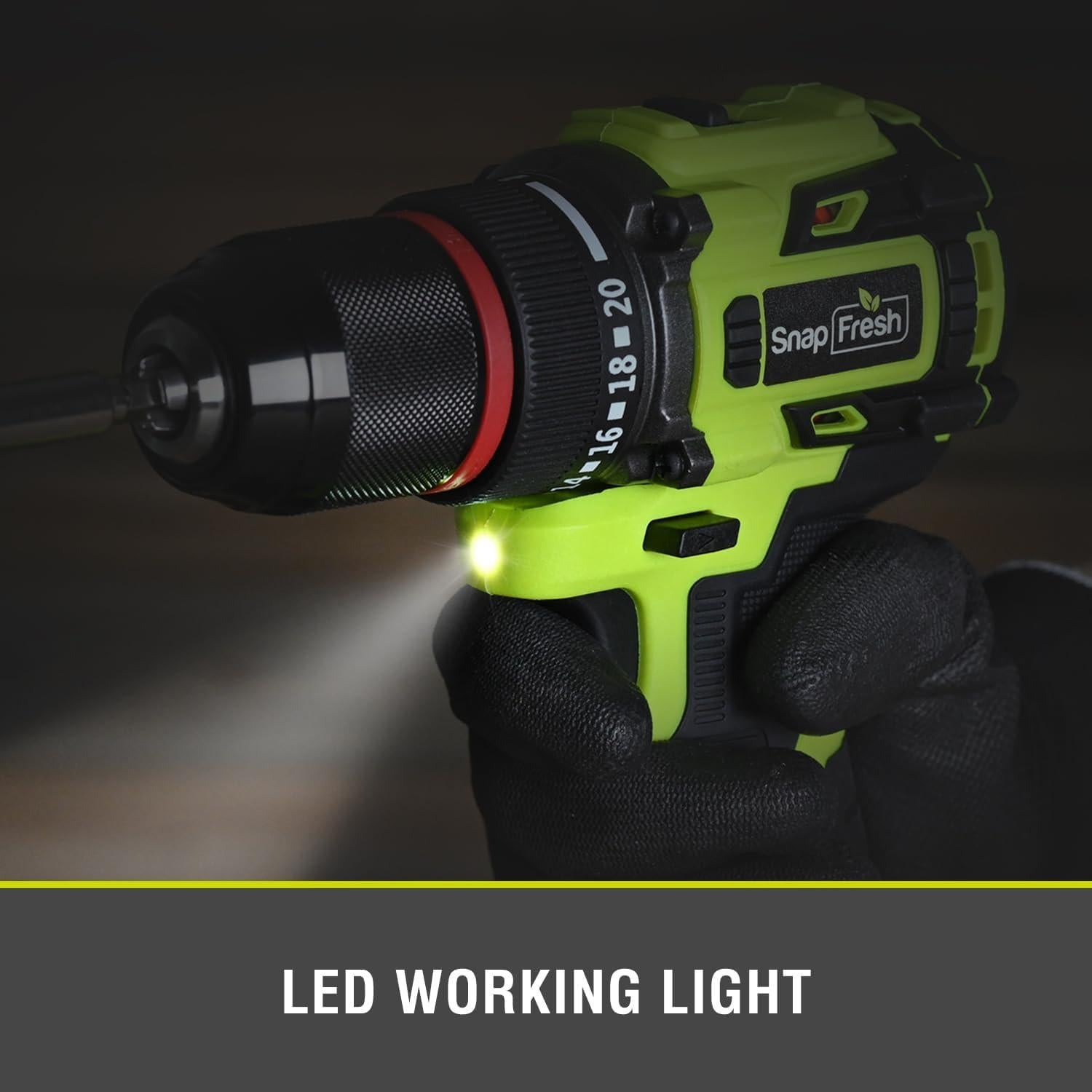 Taladro Inalámbrico SnapFresh 20V 1/2" 2 Velocidades 21+1 Par