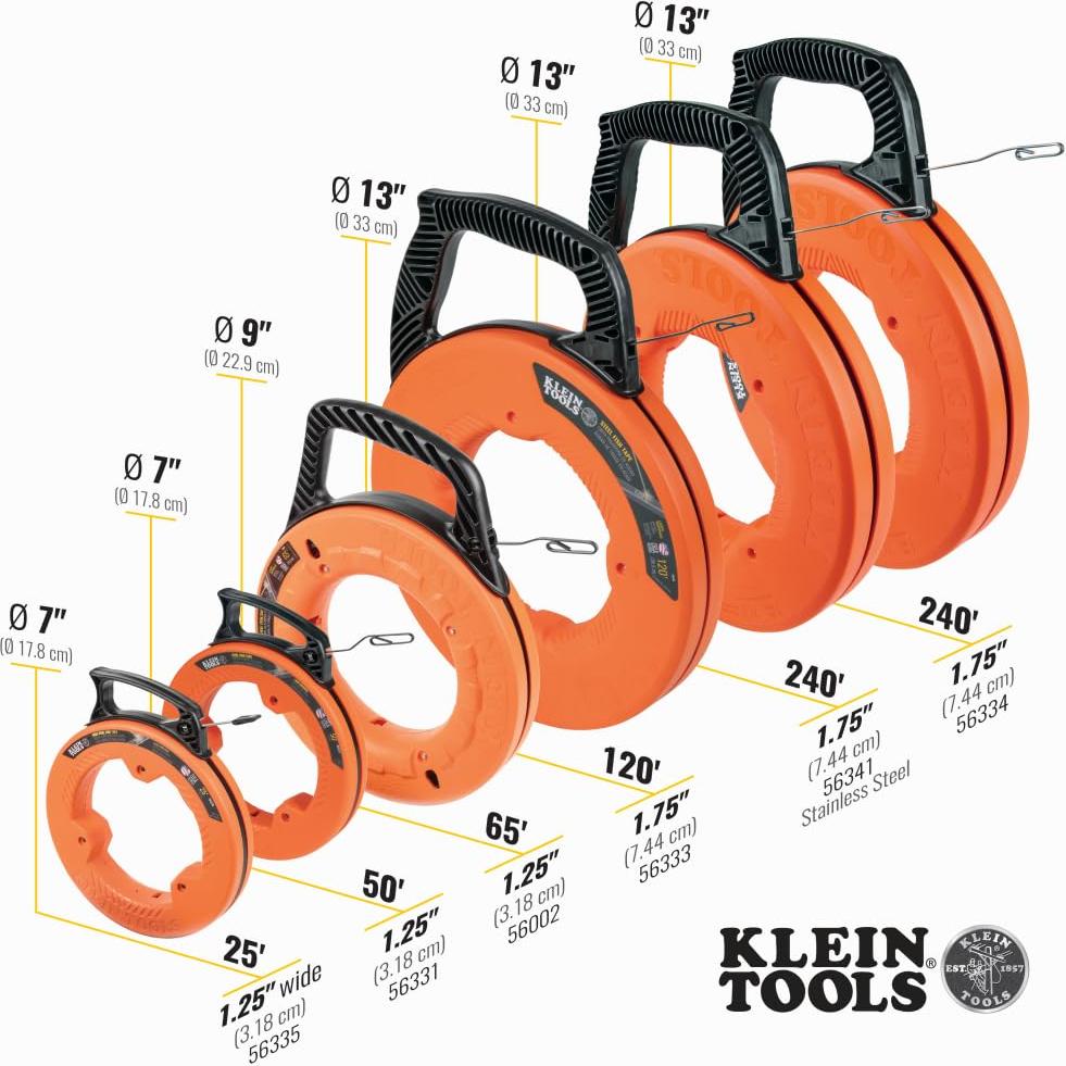 Cinta de Pesca de Acero Klein Tools 56335 7.62m 0.64cm Ancha