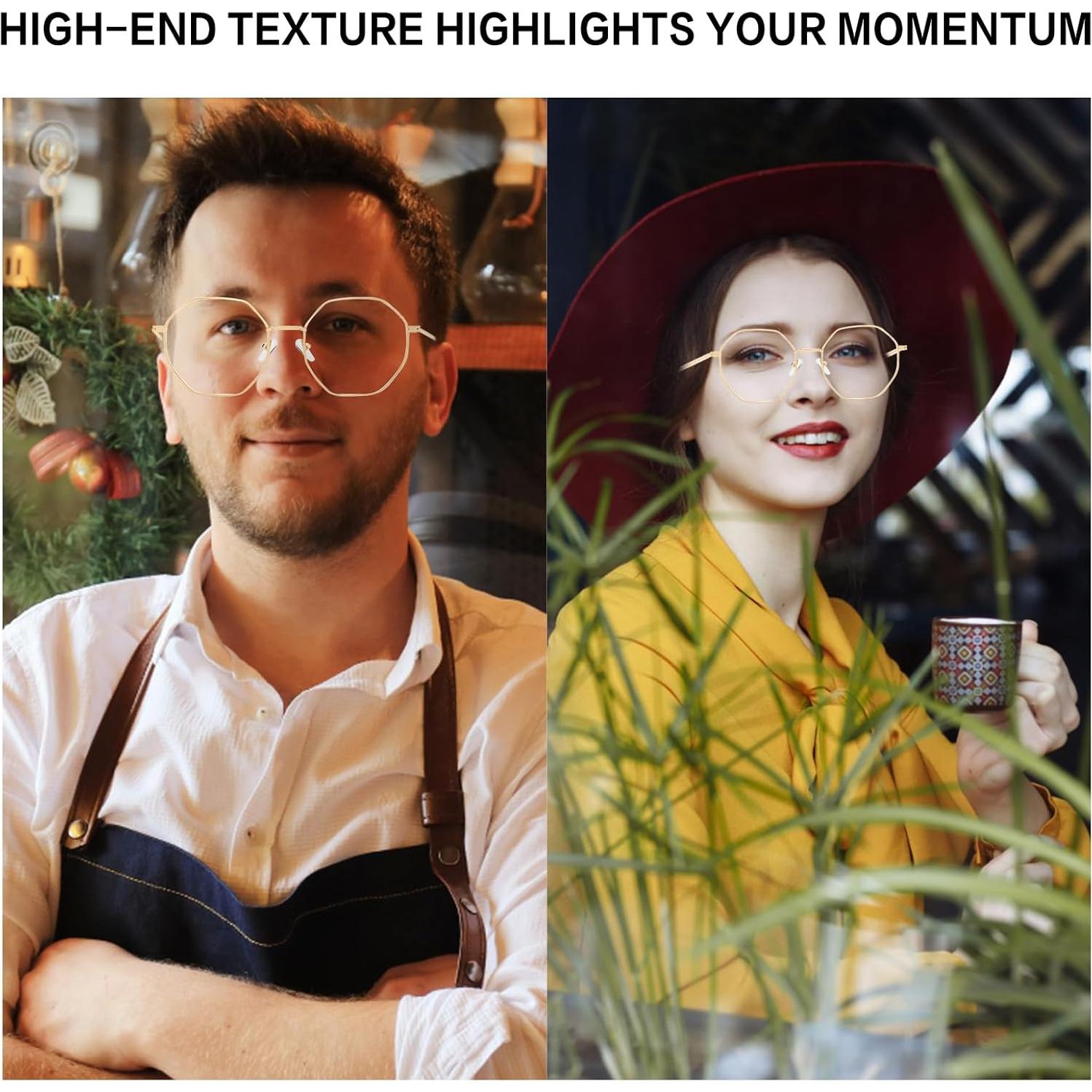 Gafas de Lectura Retro Poligonales QxAiVMin con Filtro Luz Azul