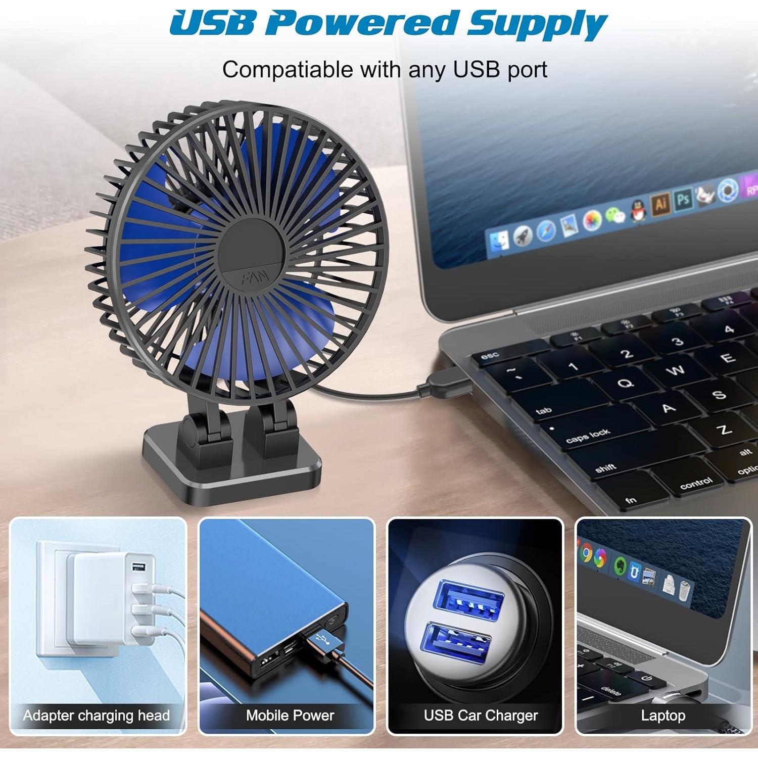 Ventilador USB WHILIGHTGOD Mini 3 Velocidades 12.7cm Azul