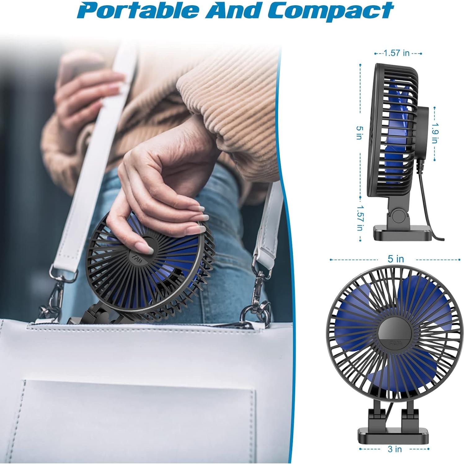 Ventilador USB WHILIGHTGOD Mini 3 Velocidades 12.7cm Azul