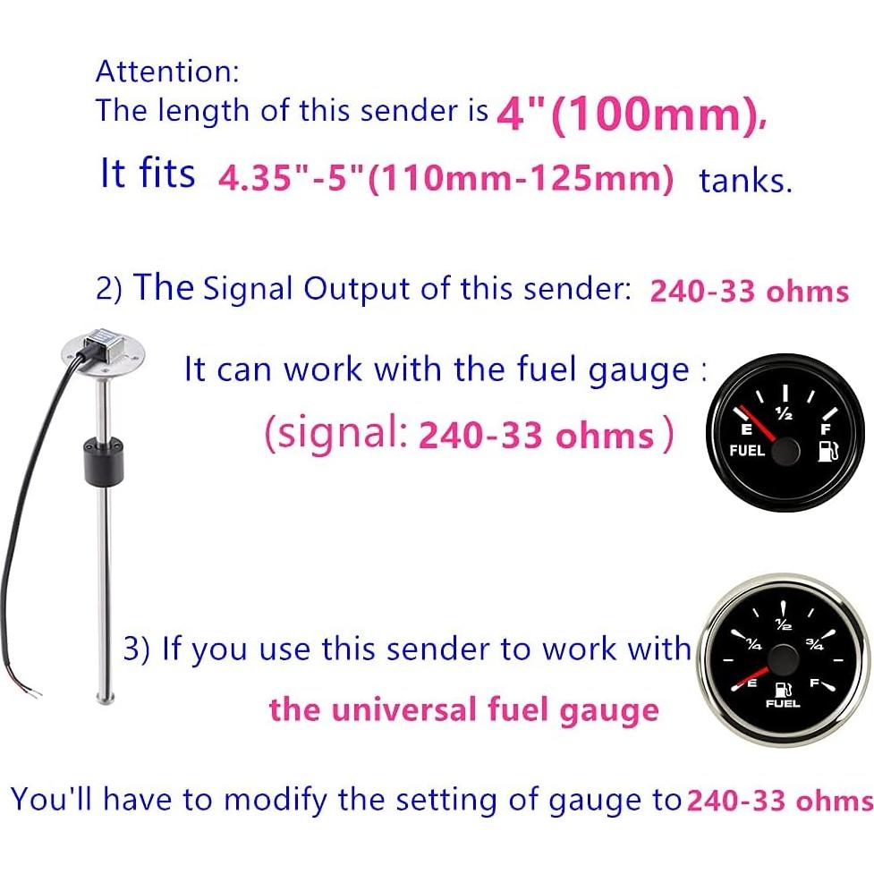 Unidad de envío de combustible 100Tech 240-33 ohmios 100mm