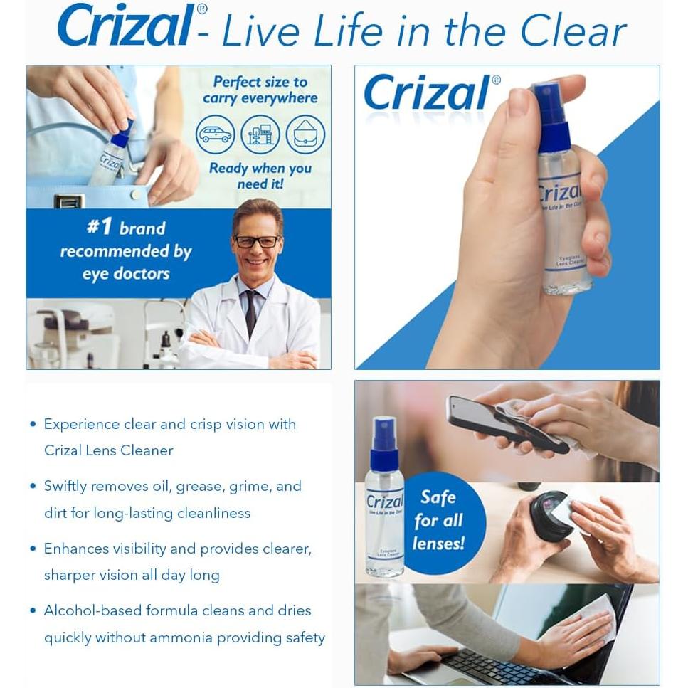 Kit Limpiador de Lentes Crizal 2oz + Paño Microfibra XL