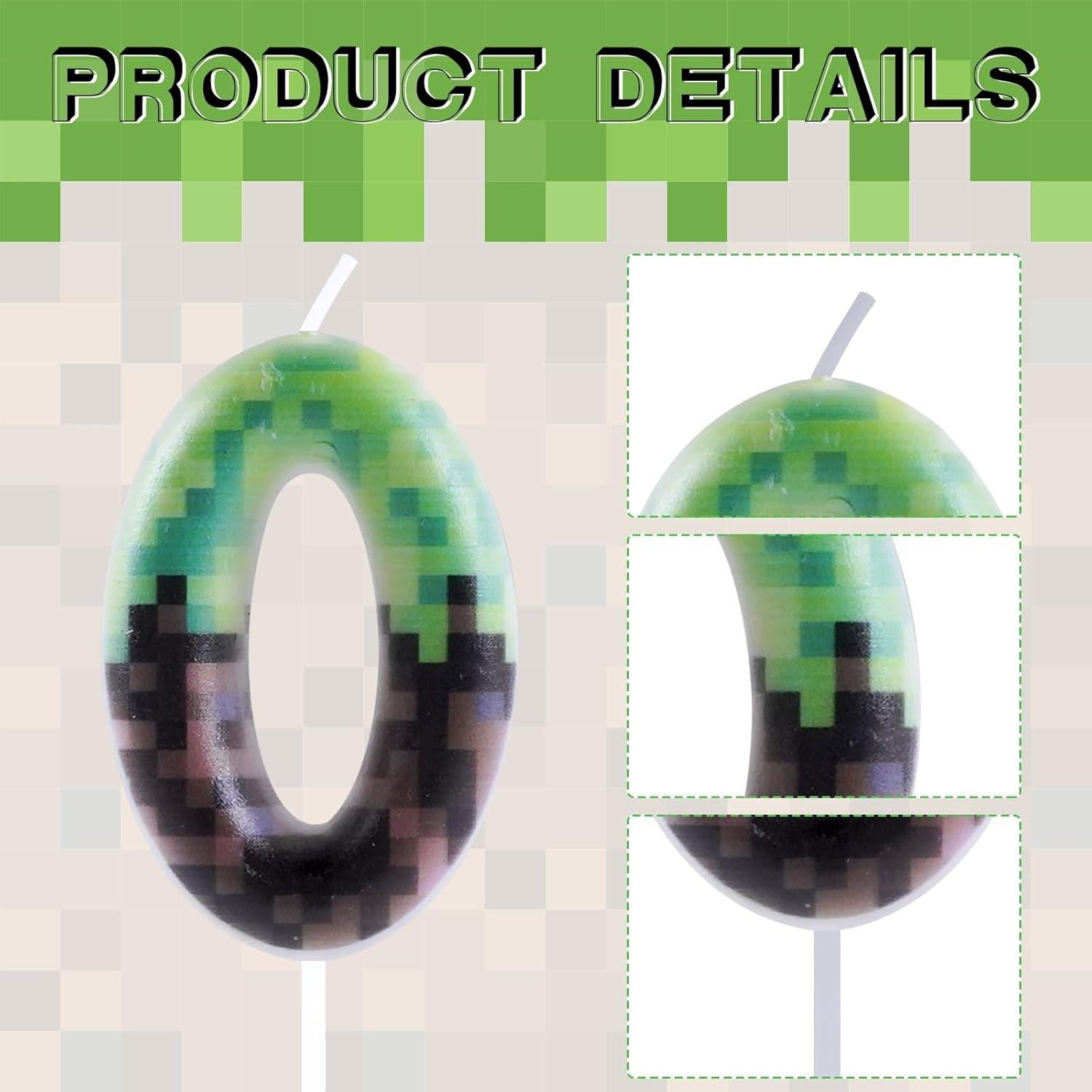 Vela de Cumpleaños Pixel Número 0 para Pastel - 7.4cm