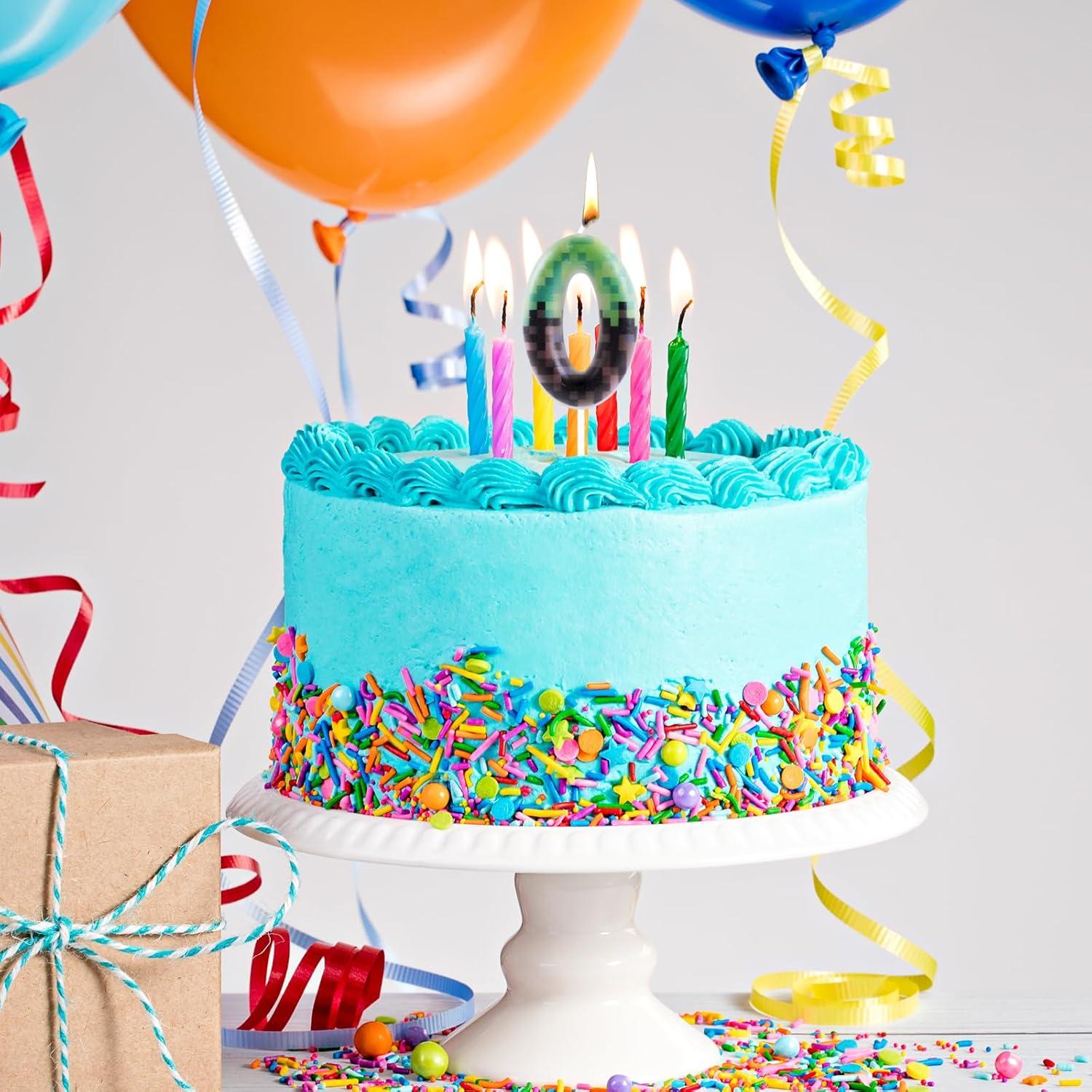 Vela de Cumpleaños Pixel Número 0 para Pastel - 7.4cm