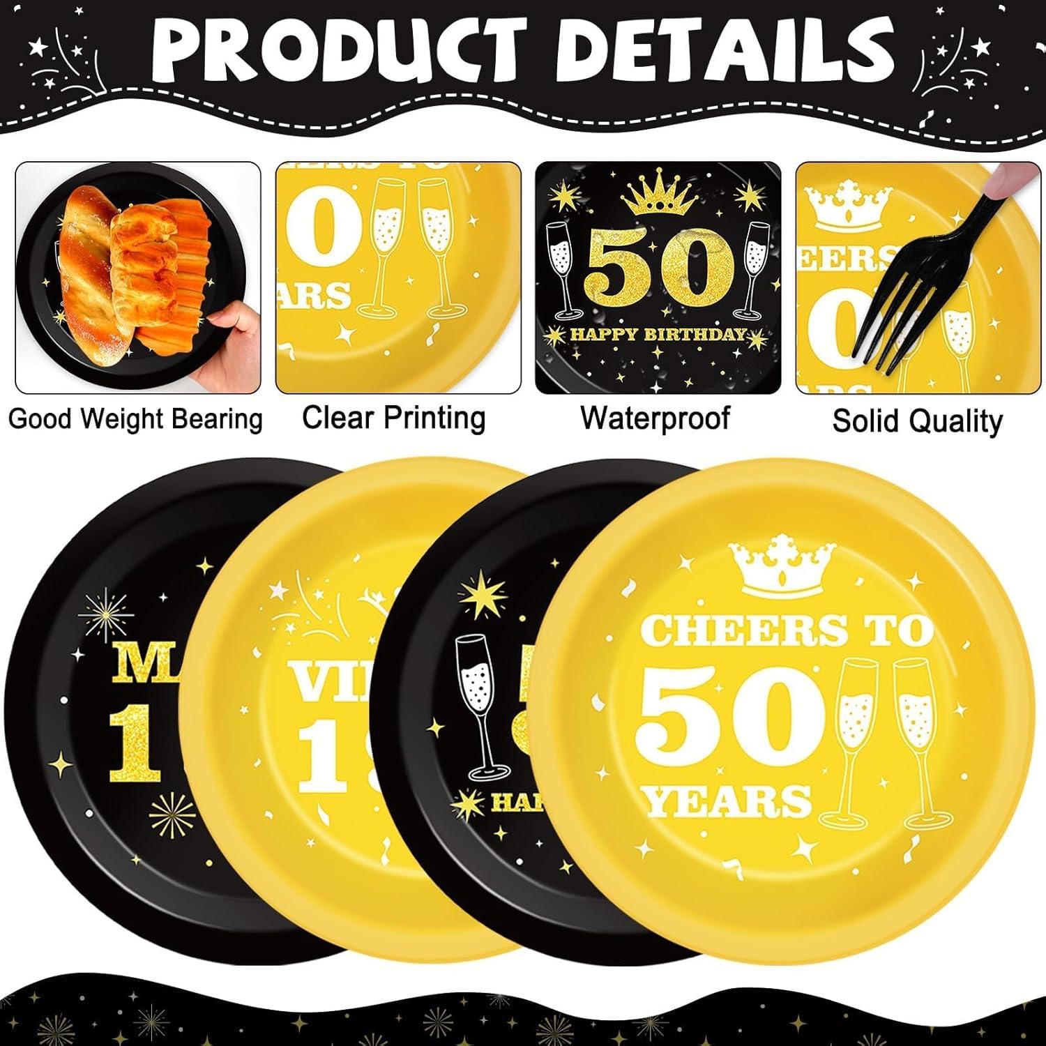 48 Platos de Papel Desechables Cumpleaños 50 Vintage 1975