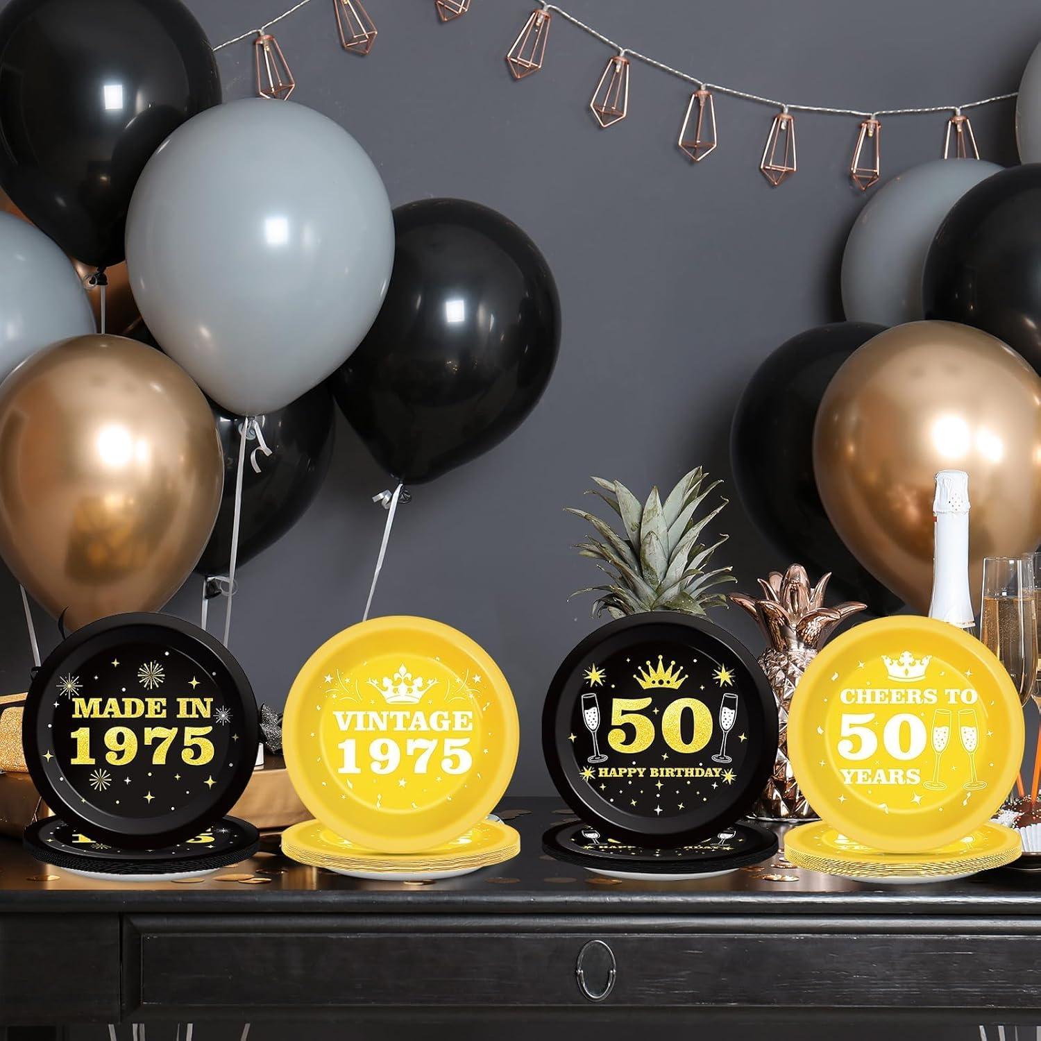 48 Platos de Papel Desechables Cumpleaños 50 Vintage 1975