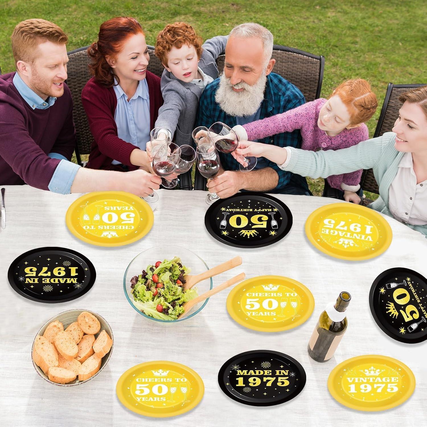 48 Platos de Papel Desechables Cumpleaños 50 Vintage 1975