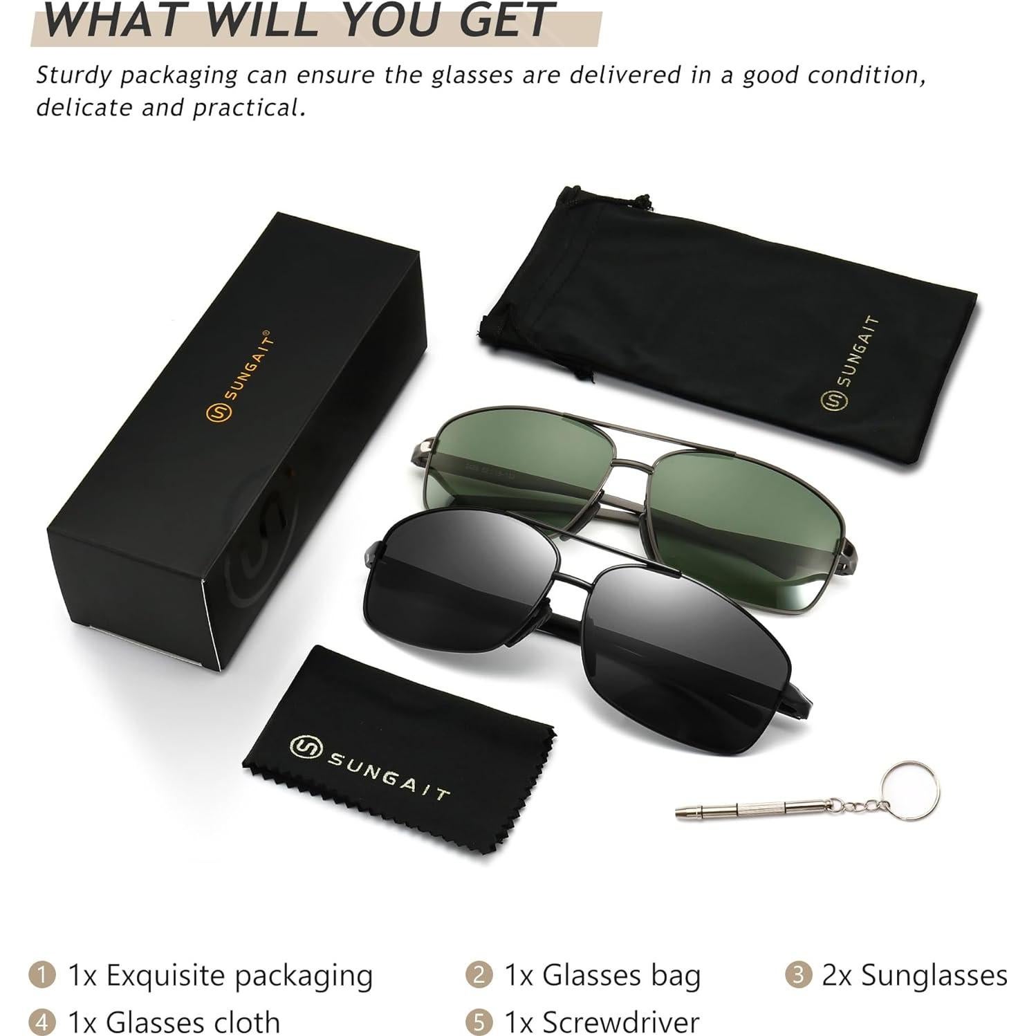 Gafas de sol polarizadas SUNGAIT paquete de 2 UV400