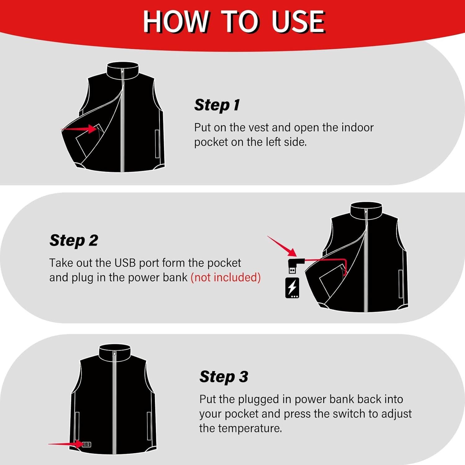 Chaleco Térmico MRAWARM S-DOWN-VEST-US 90% Plumón 6 Zonas