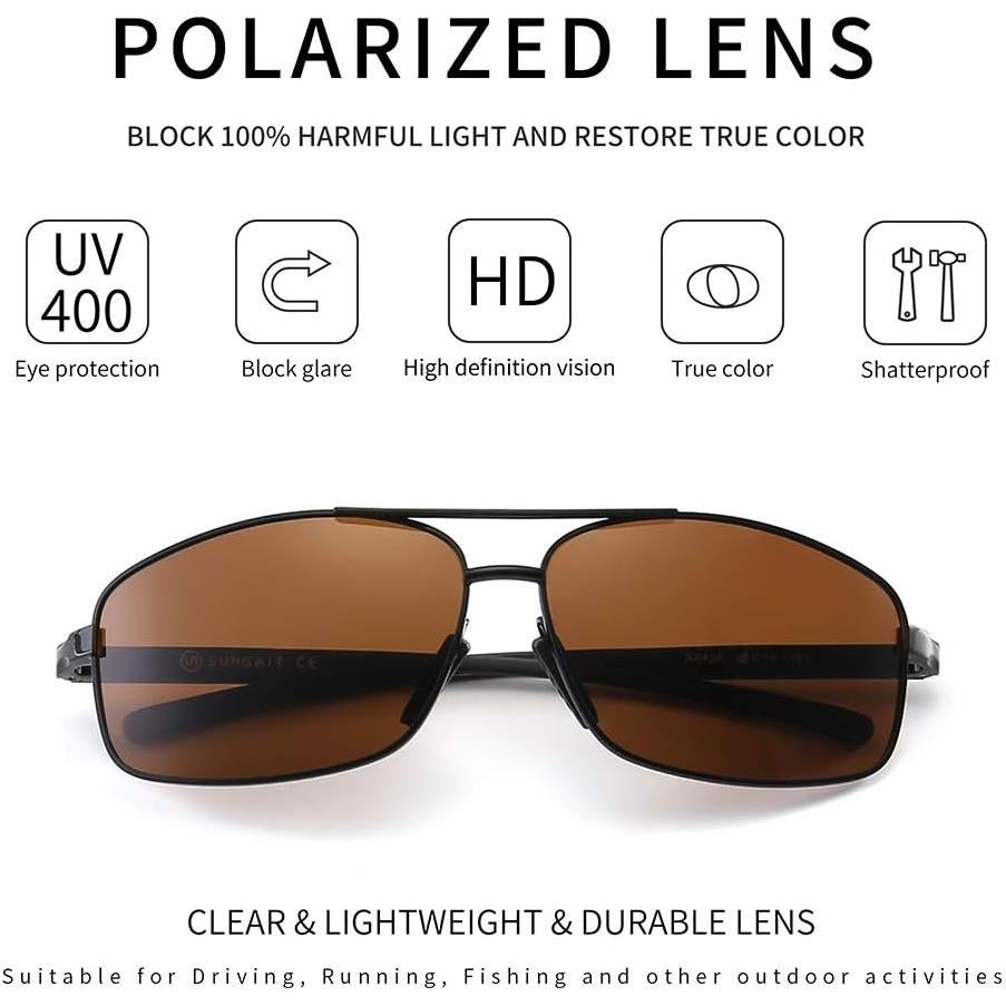 Gafas de sol polarizadas SUNGAIT marrones UV400 ultraligeras
