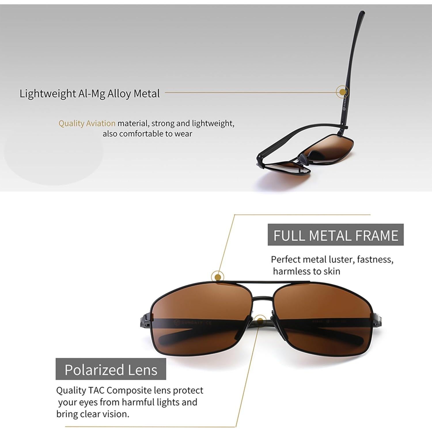 Gafas de sol polarizadas SUNGAIT marrones UV400 ultraligeras