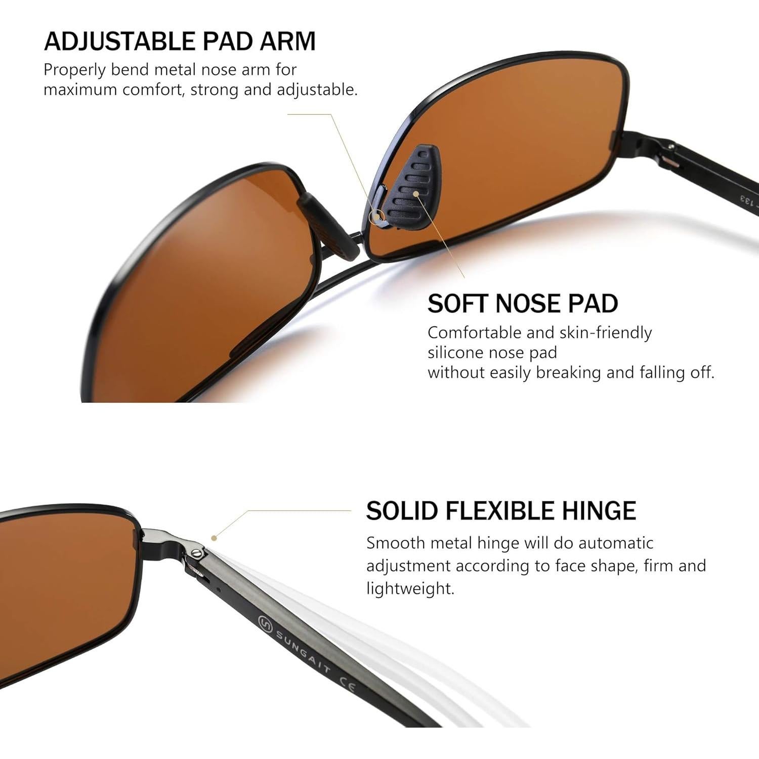 Gafas de sol polarizadas SUNGAIT marrones UV400 ultraligeras