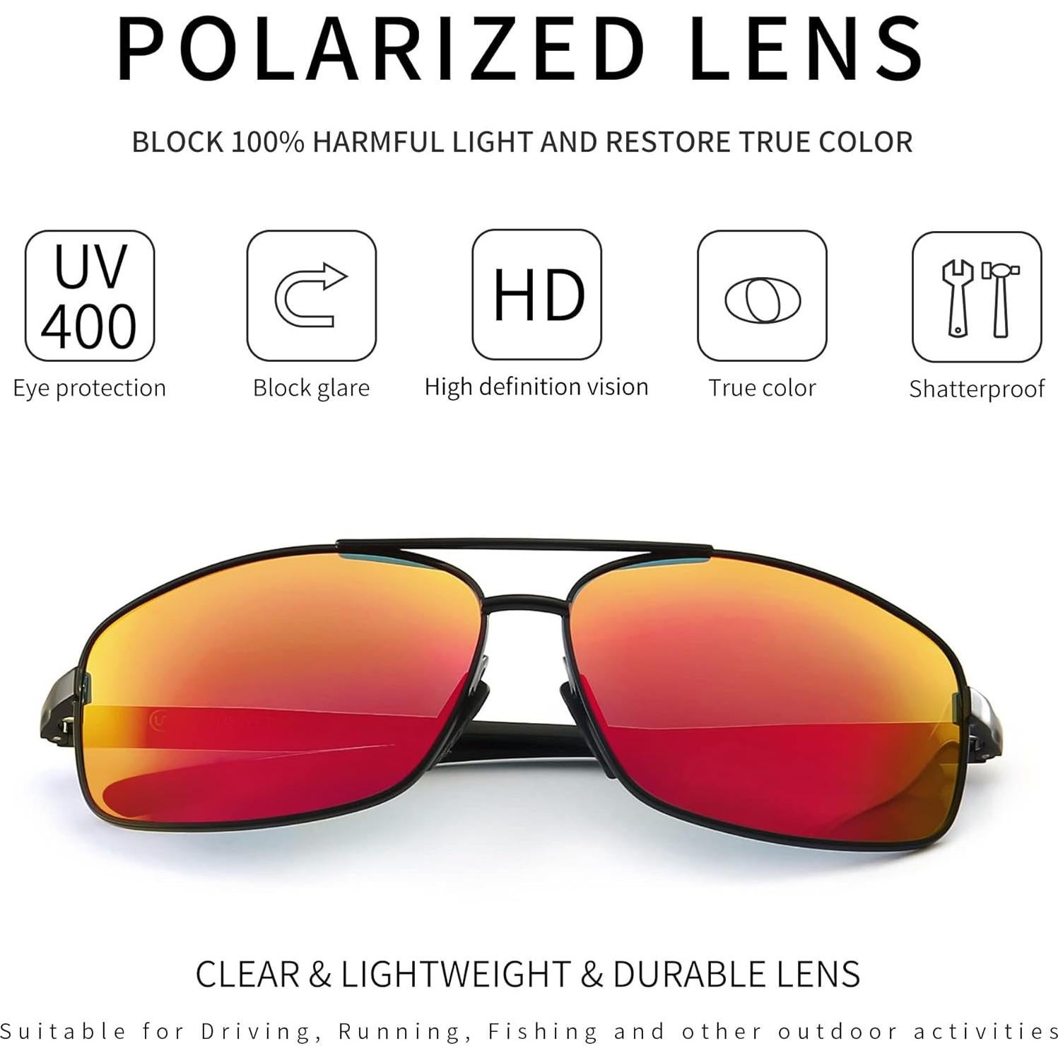 Gafas de sol polarizadas SUNGAIT rojas UV400 ultraligeras