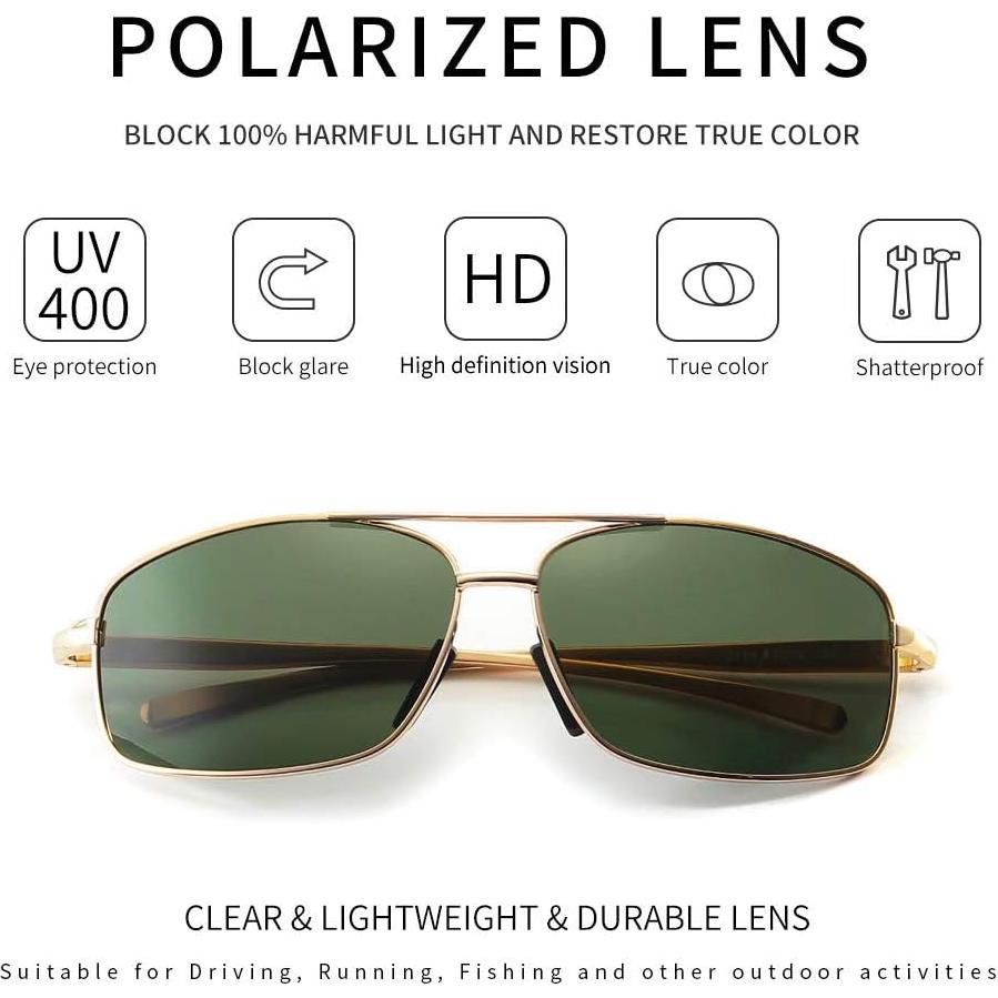 Gafas de sol polarizadas SUNGAIT marco dorado lente verde