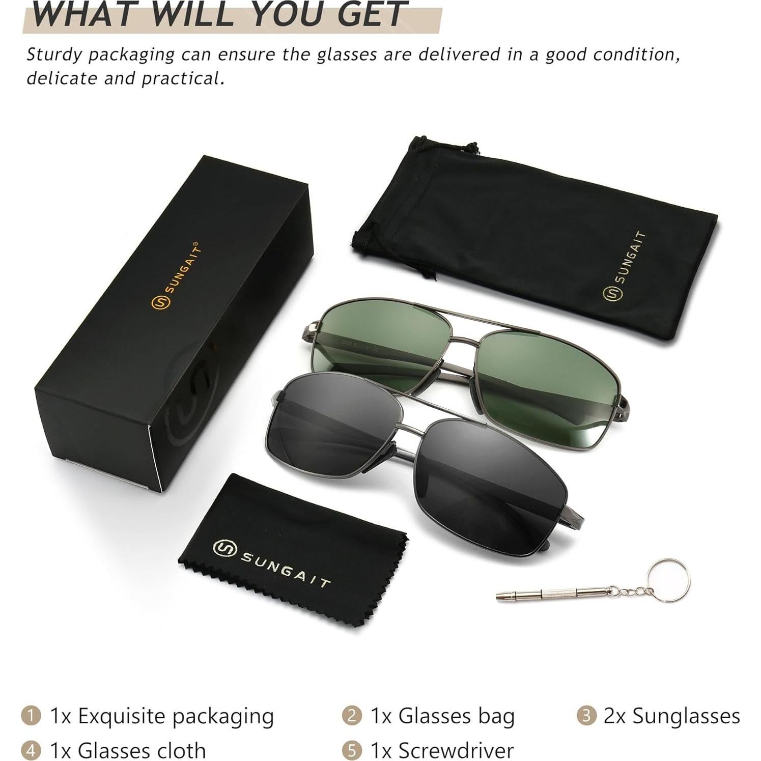 Gafas de sol polarizadas SUNGAIT 2 en 1 UV400 gris y verde