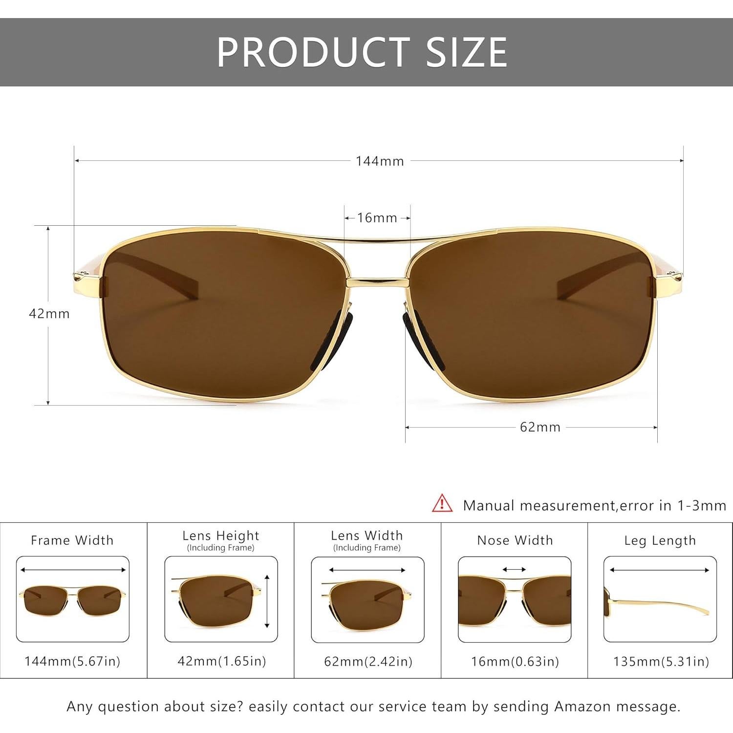 Gafas de sol polarizadas SUNGAIT marco dorado lente marrón