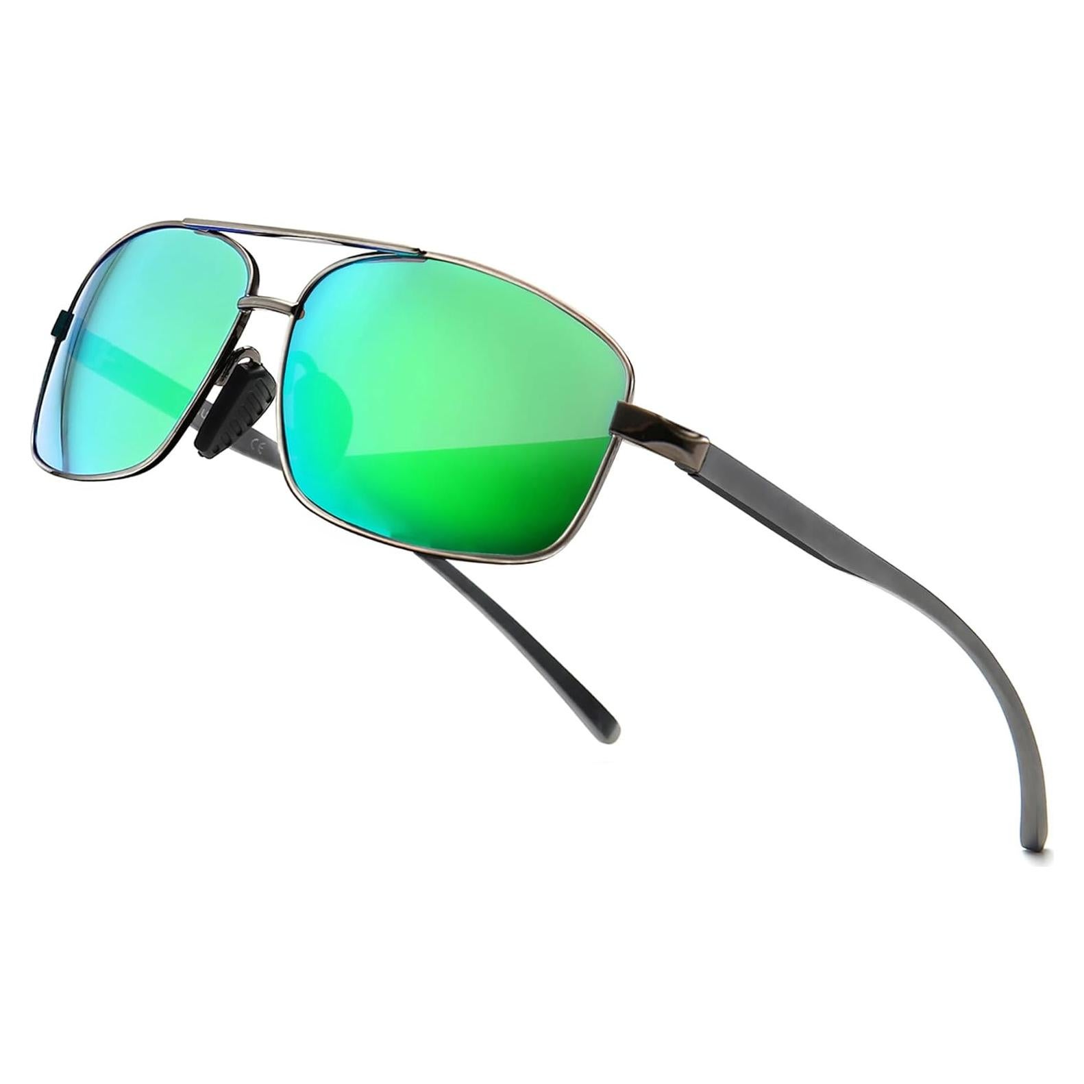 Gafas de sol polarizadas SUNGAIT metal verde espejo UV400