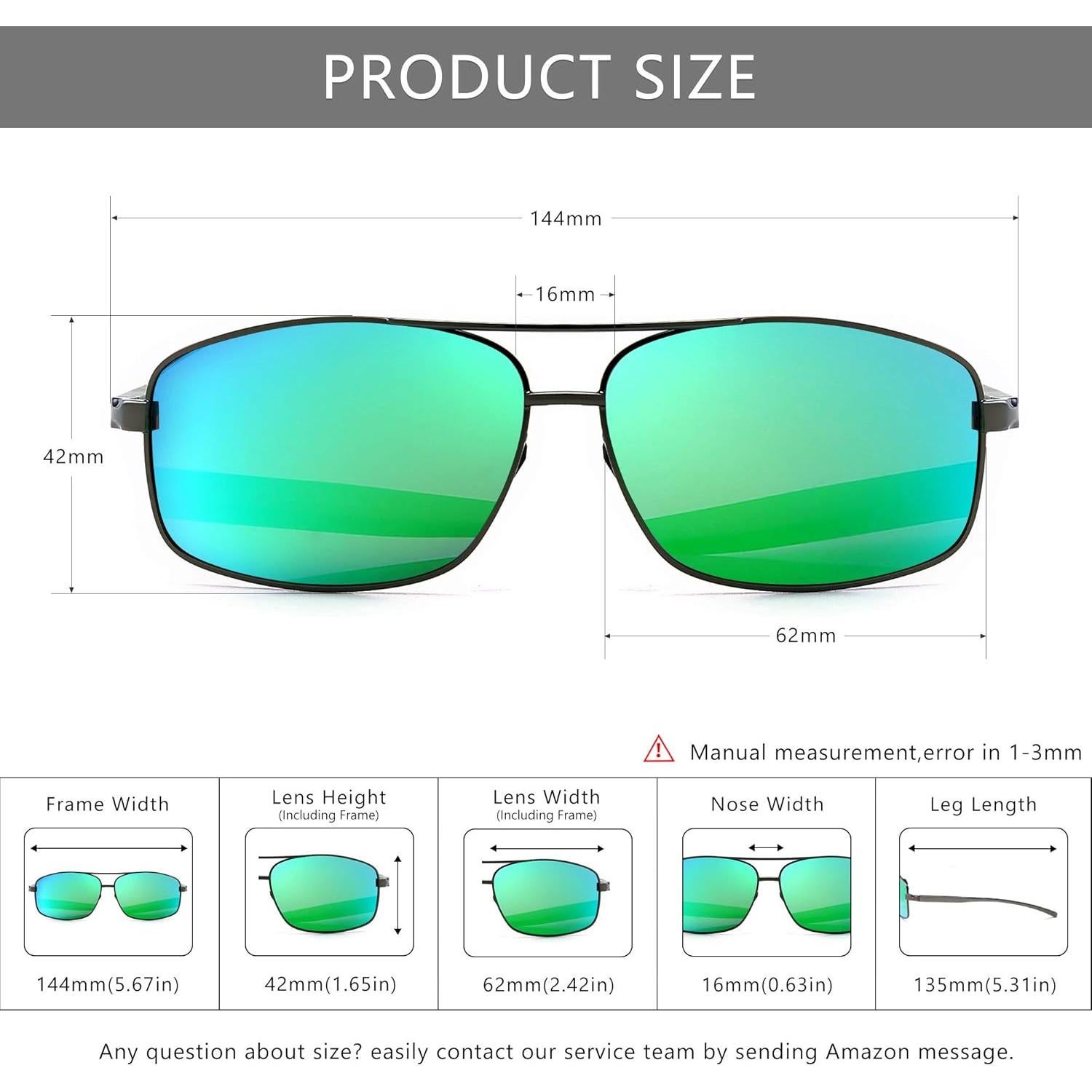 Gafas de sol polarizadas SUNGAIT metal verde espejo UV400