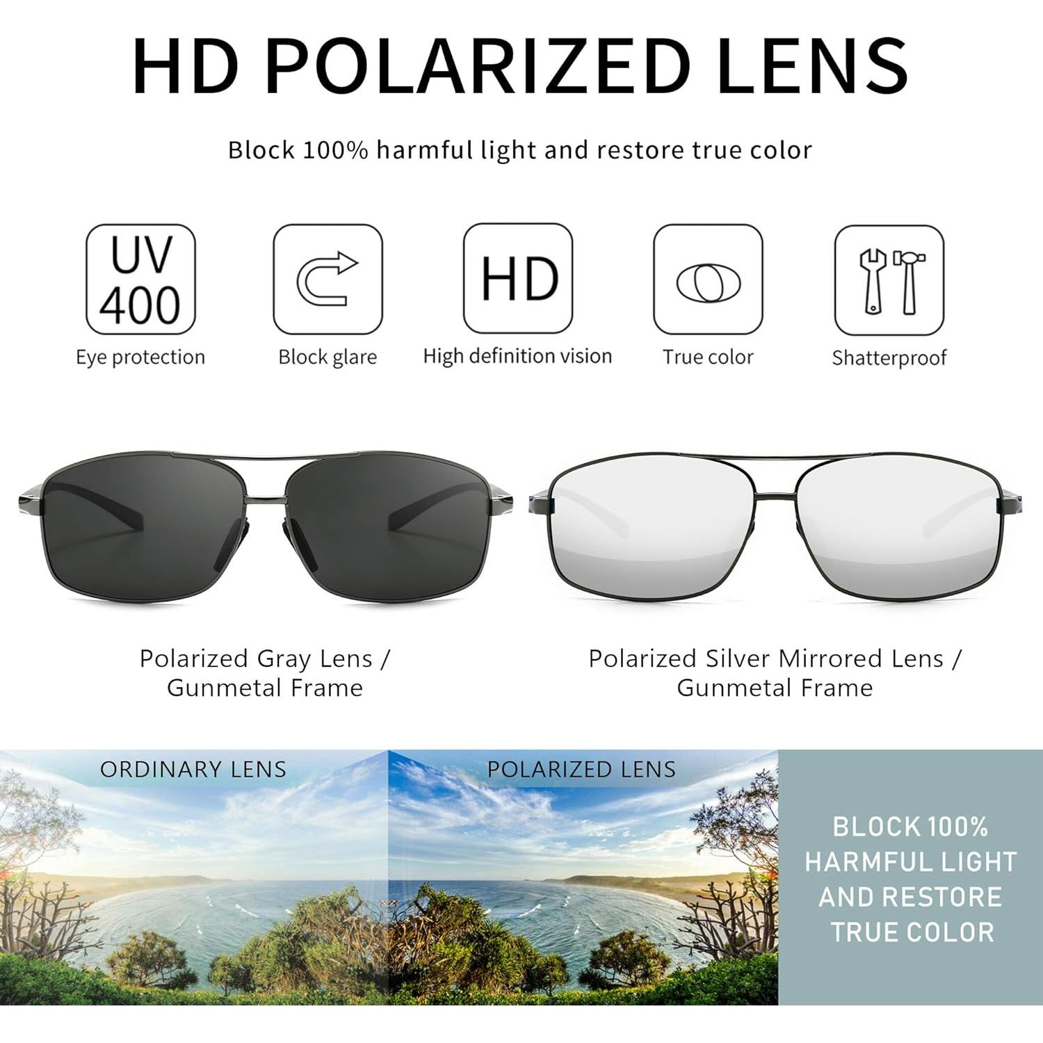 Gafas de sol polarizadas SUNGAIT paquete de 2 gris y plateado