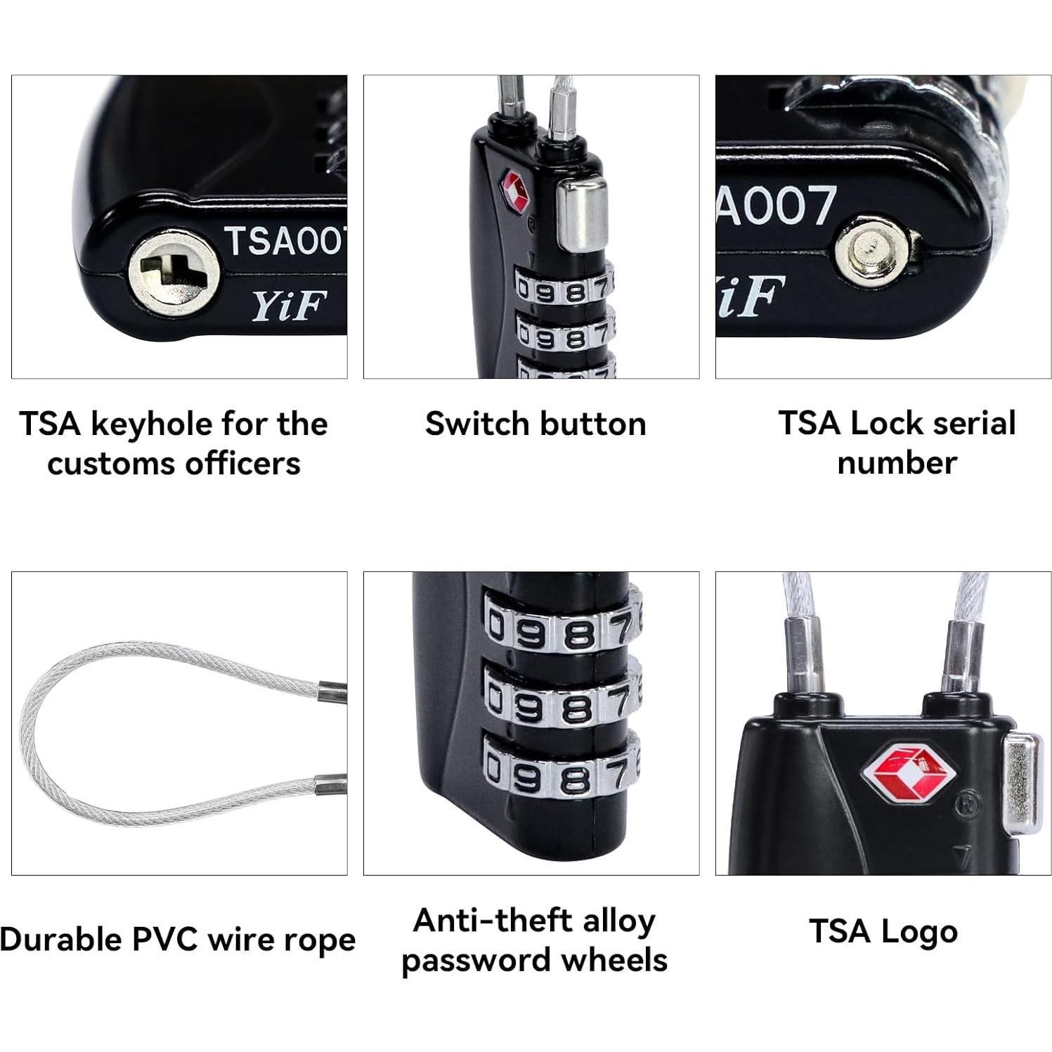 AOUTACC 2 Pack Candado TSA y Etiquetas de Equipaje Aluminio