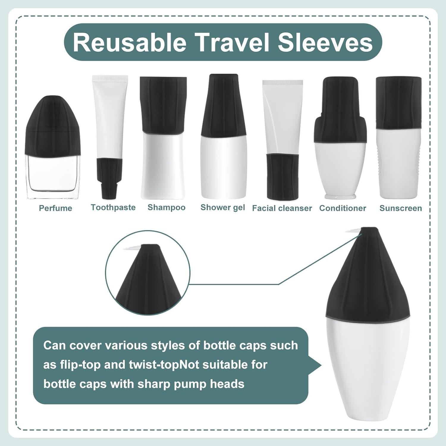 Fundas de Silicona para Botellas NACHLYNN 10 Pcs Viaje Negro