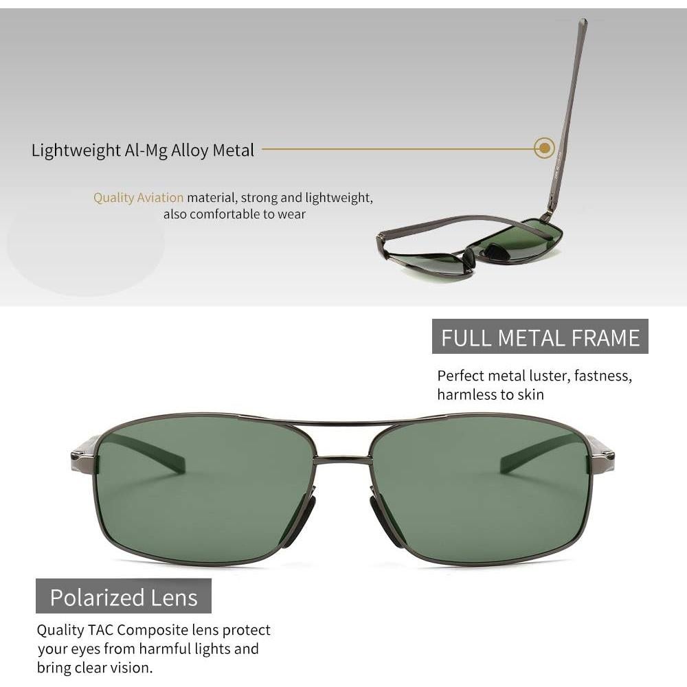 Gafas de sol polarizadas SUNGAIT marco Gunmetal lente verde