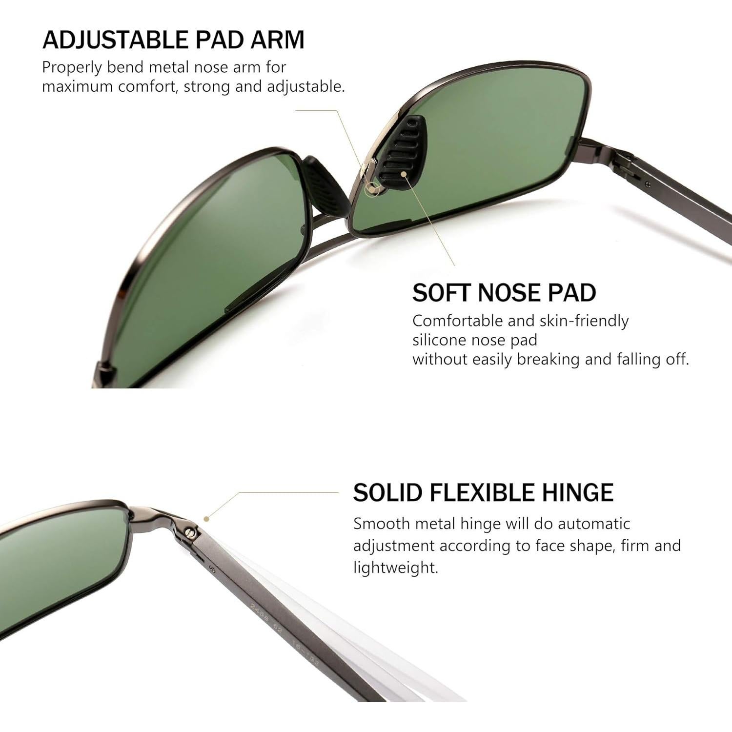 Gafas de sol polarizadas SUNGAIT marco Gunmetal lente verde